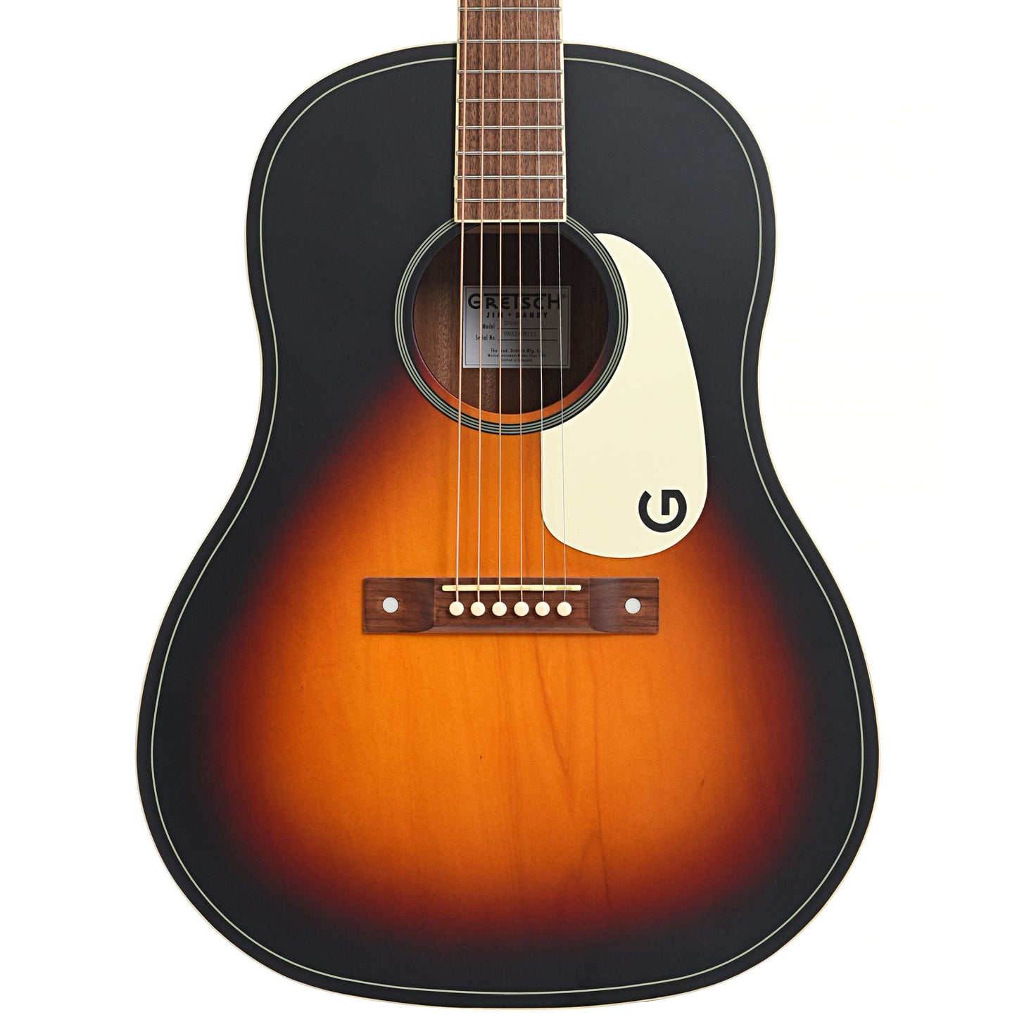 Front of Gretsch Jim Dandy Dreadnought Acoustic Guitar, Rex Burst