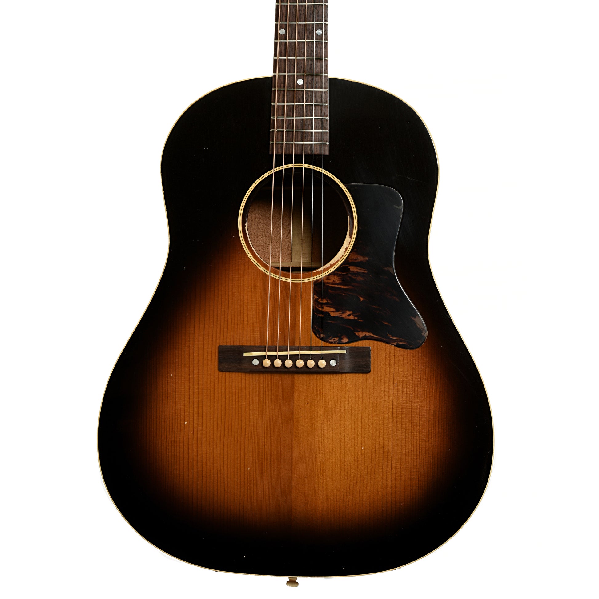Front of Pre-War Guitars Co. Slope Shoulder Dreadnought Acoustic Guitar, Shadetop, Level 1.5 Aging