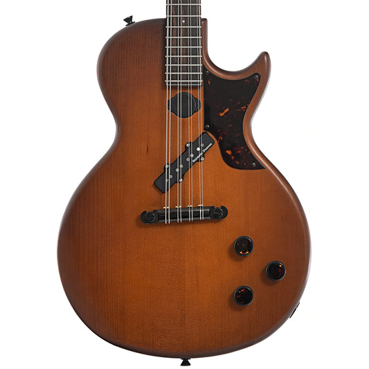 Front of Northfield NFO-EL2 EleOcto Electric Octave Mandolin & Case, Auburn Brown