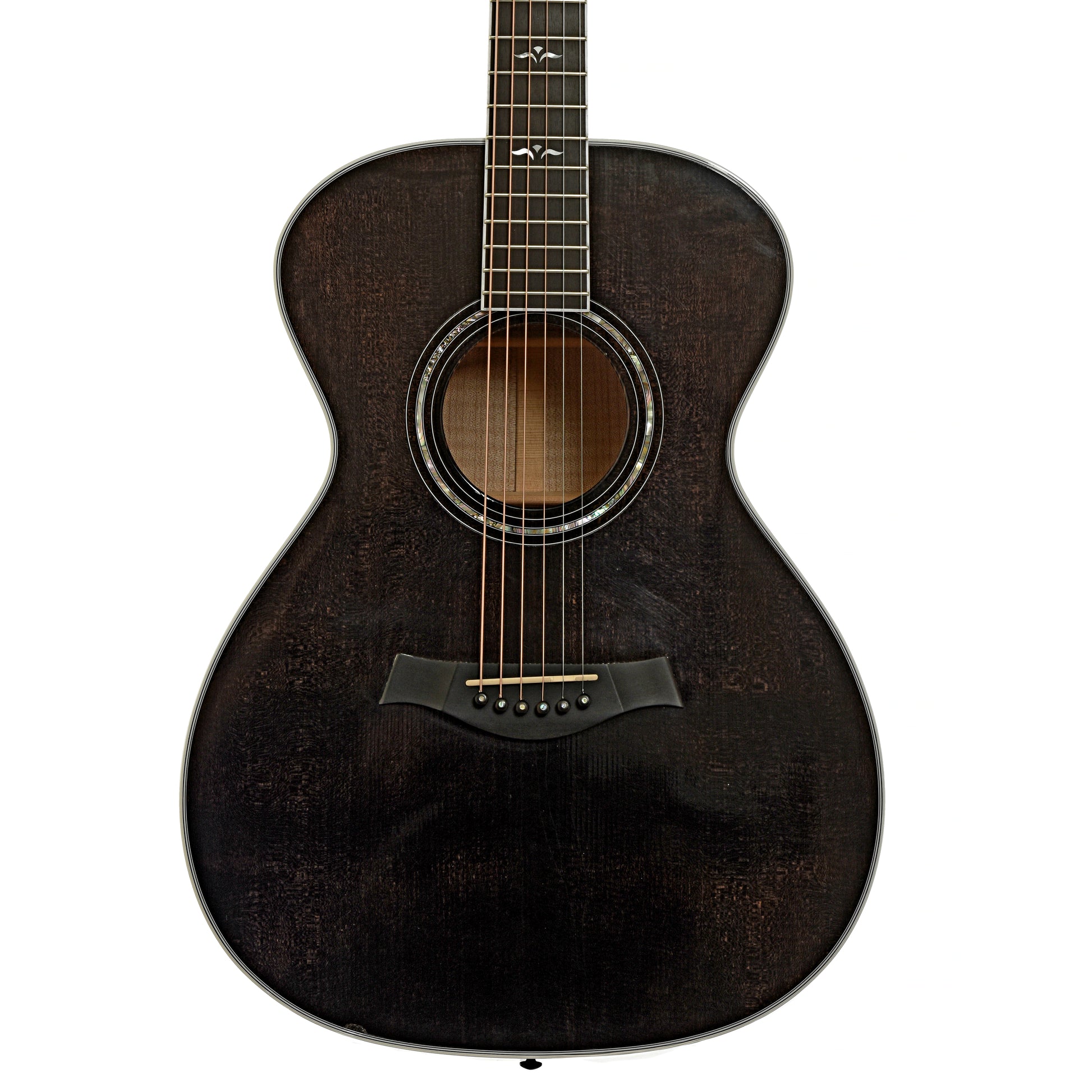 Front of Taylor 612 Translucent Black Acoustic Guitar
