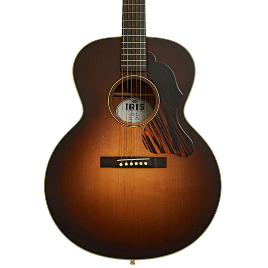 Front of Iris Guitar Company AB Burst Relic Wide-Nut Small Jumbo Acoustic Guitar