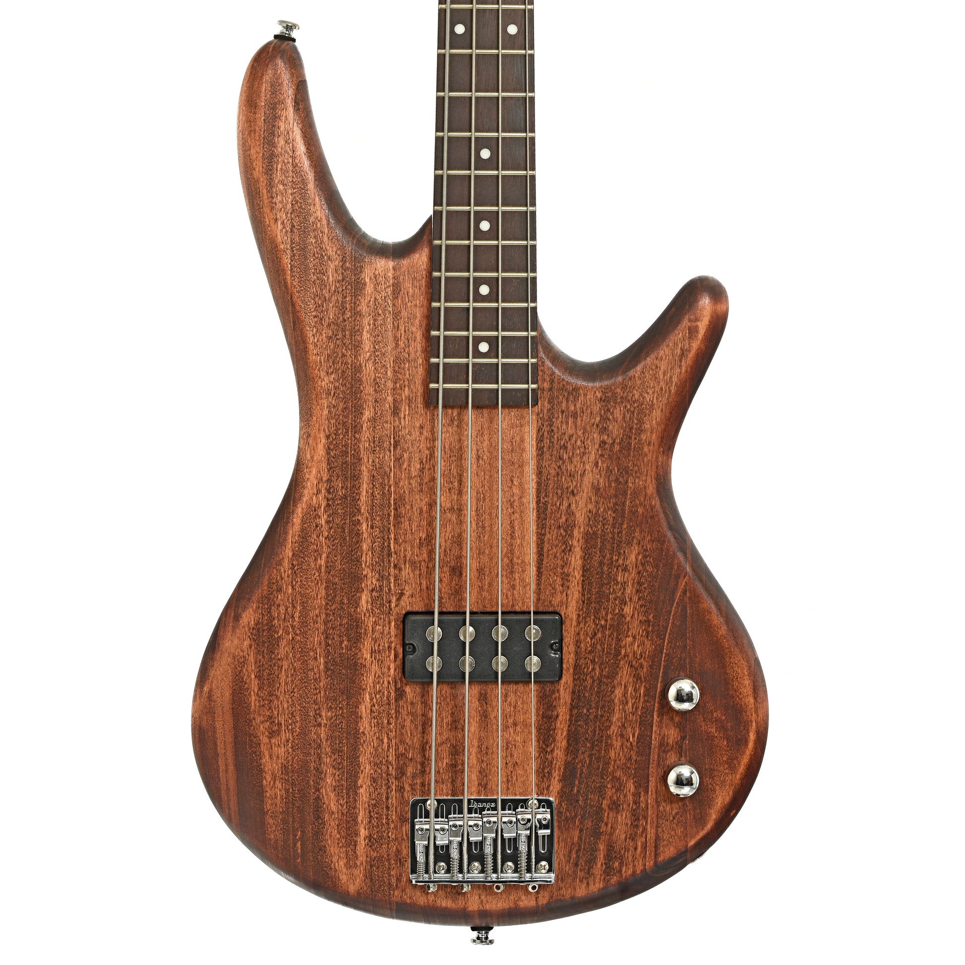 Front of Ibanez Gio GSR100EX Electric Bass Guitar, Mahogany Oil