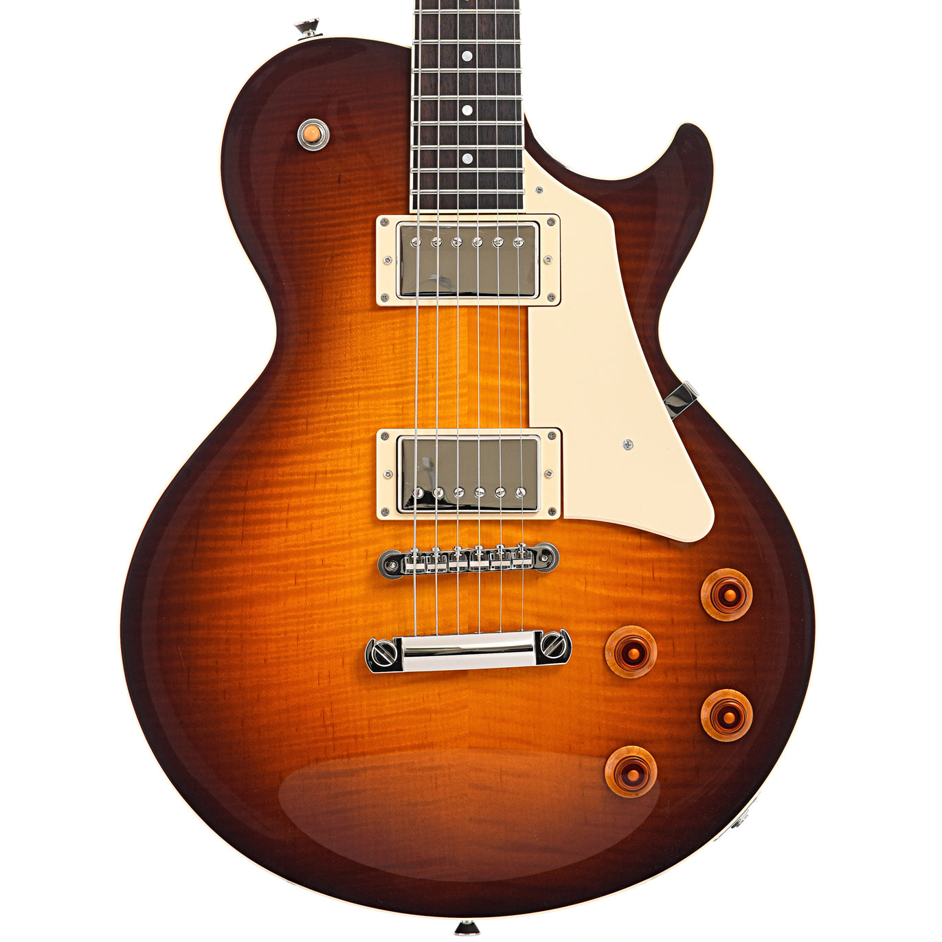 Front of Collings CL Electric Guitar, Tobacco Sunburst