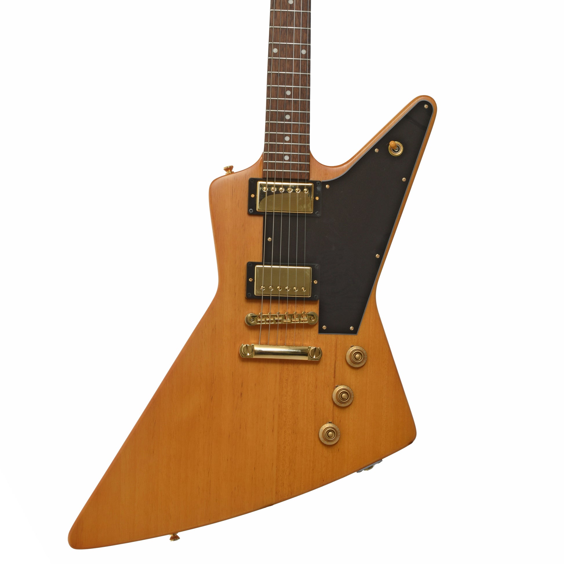 Front of Epiphone '58 Korina Explorer Electric Guitar