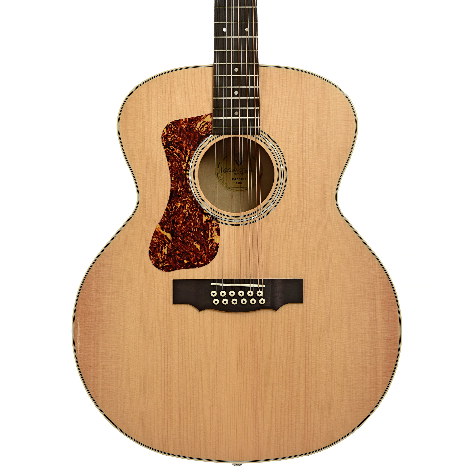 Front of Guild F-2512E Maple Blonde Left Handed 12-String Acoustic Guitar