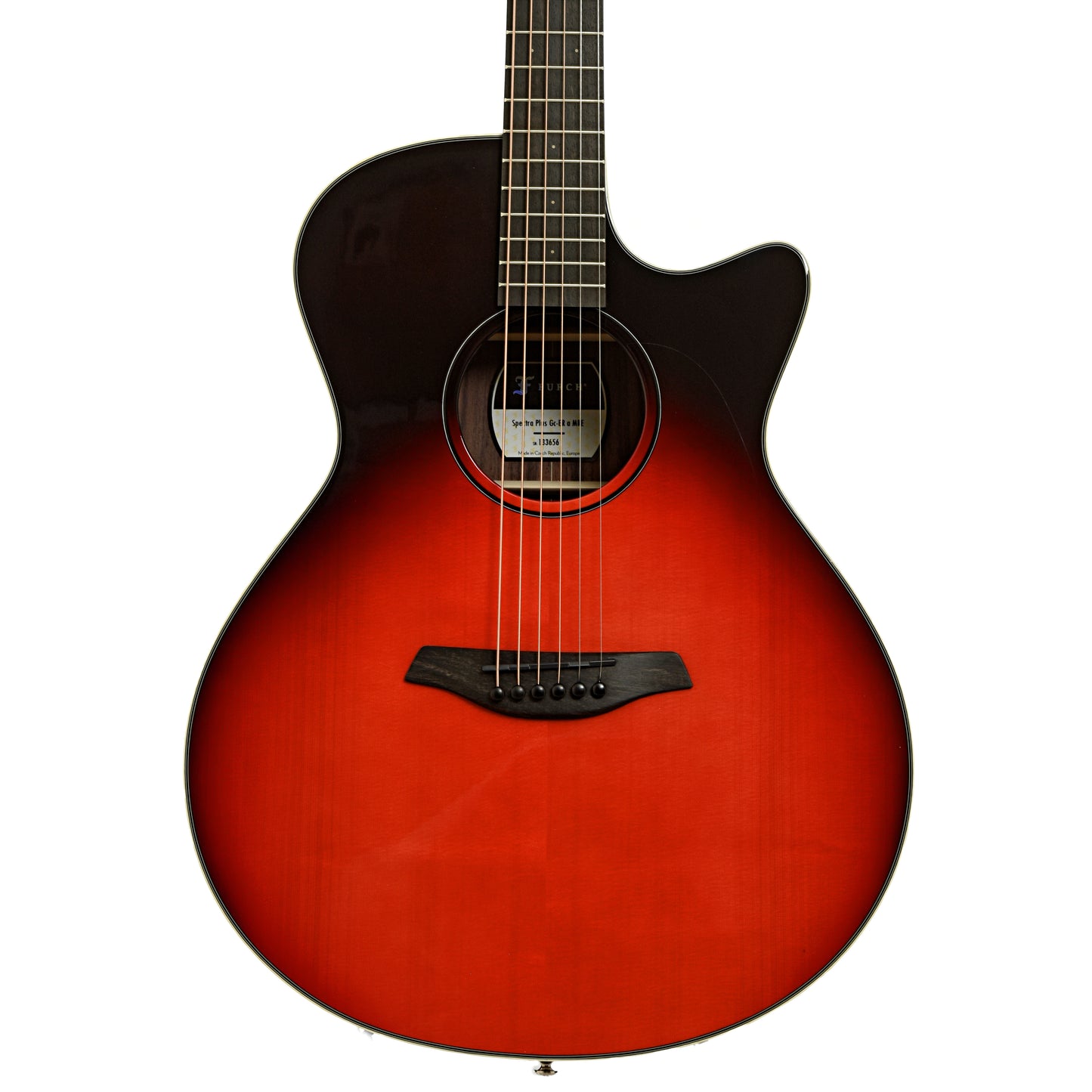 Front of Furch Spectra Plus Gc-ER a Maranello Red Acoustic Guitar