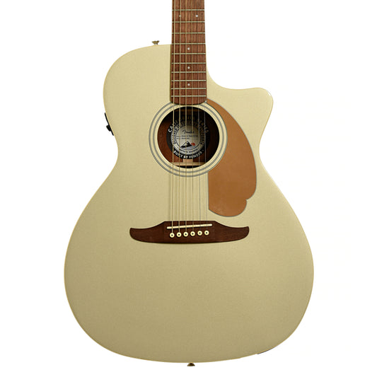 Front of Fender Newporter Player Champagne Acoustic Guitar