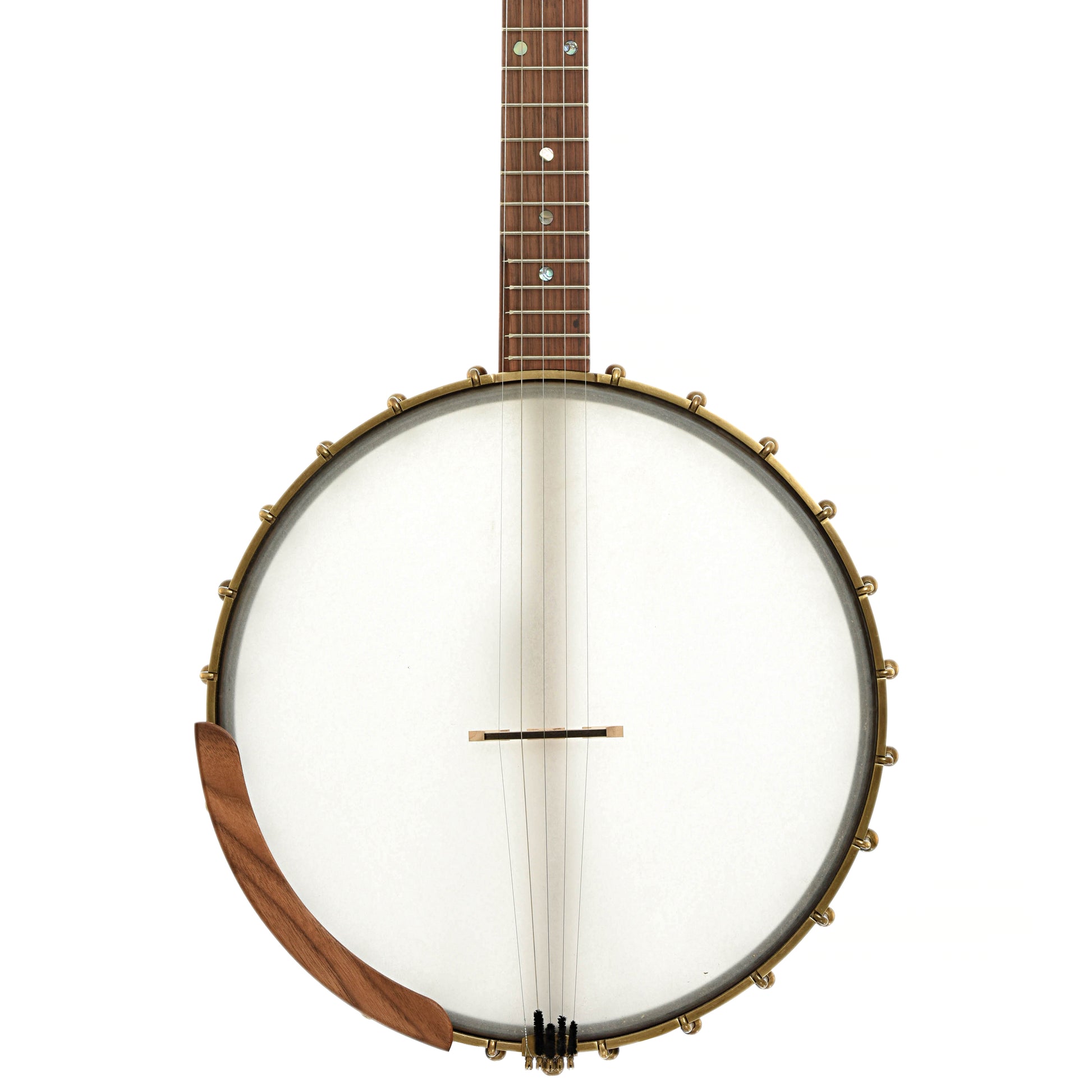 Front of Starr Banjos 13" Curly Maple Openback Banjo
