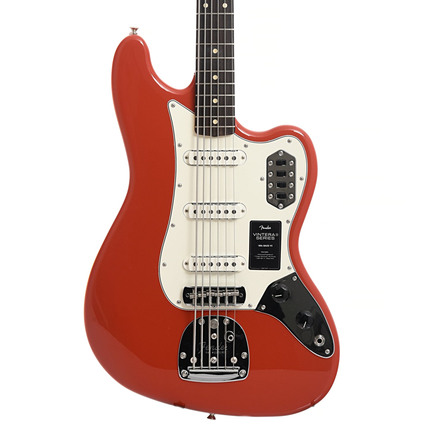 front of Fender Vintera II '60s Bass VI, Fiesta Red