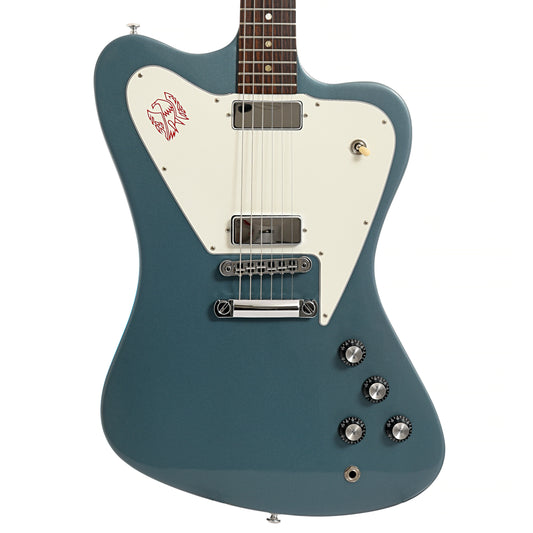 Front of Gibson Limited Run Non-Reverse Firebird Pelham Blue Electric Guitar