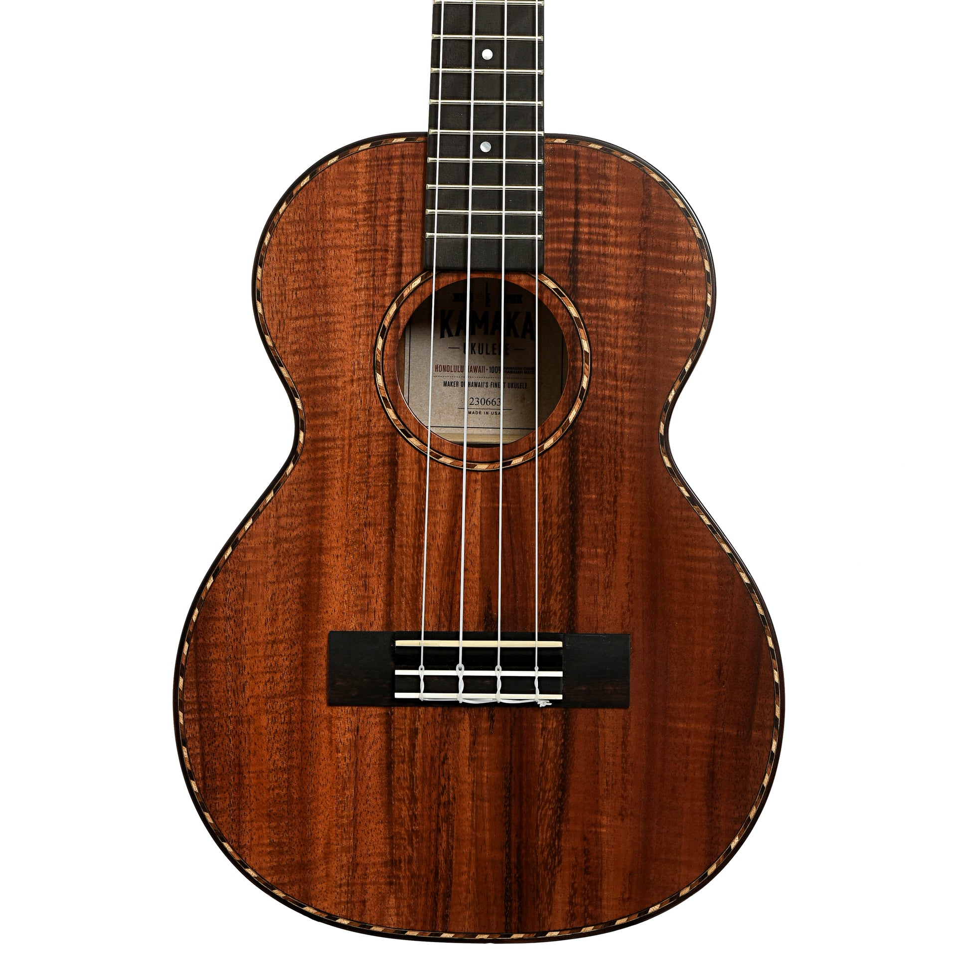 Front of Kamaka HF-3 DI Deluxe Tenor Ukulele