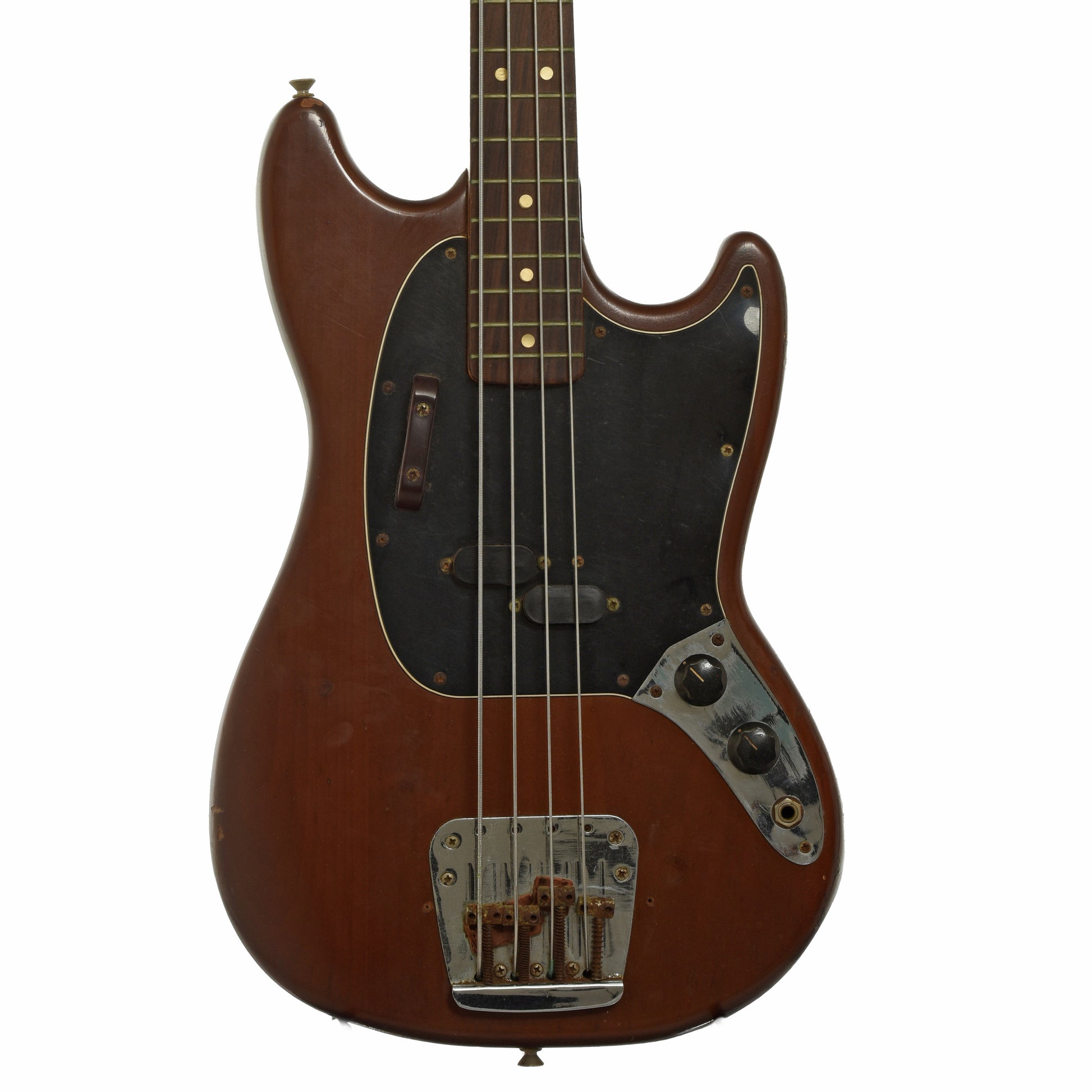 Front of Fender Mustang Electric Bass