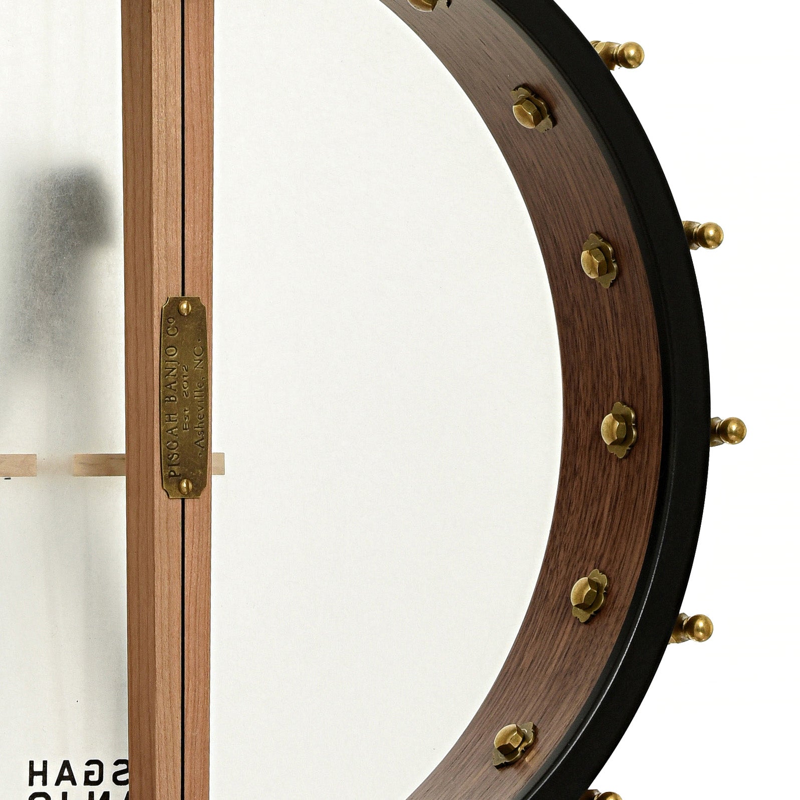 Inside rim of Pisgah Roscoe 12" Lefthanded Openback Banjo