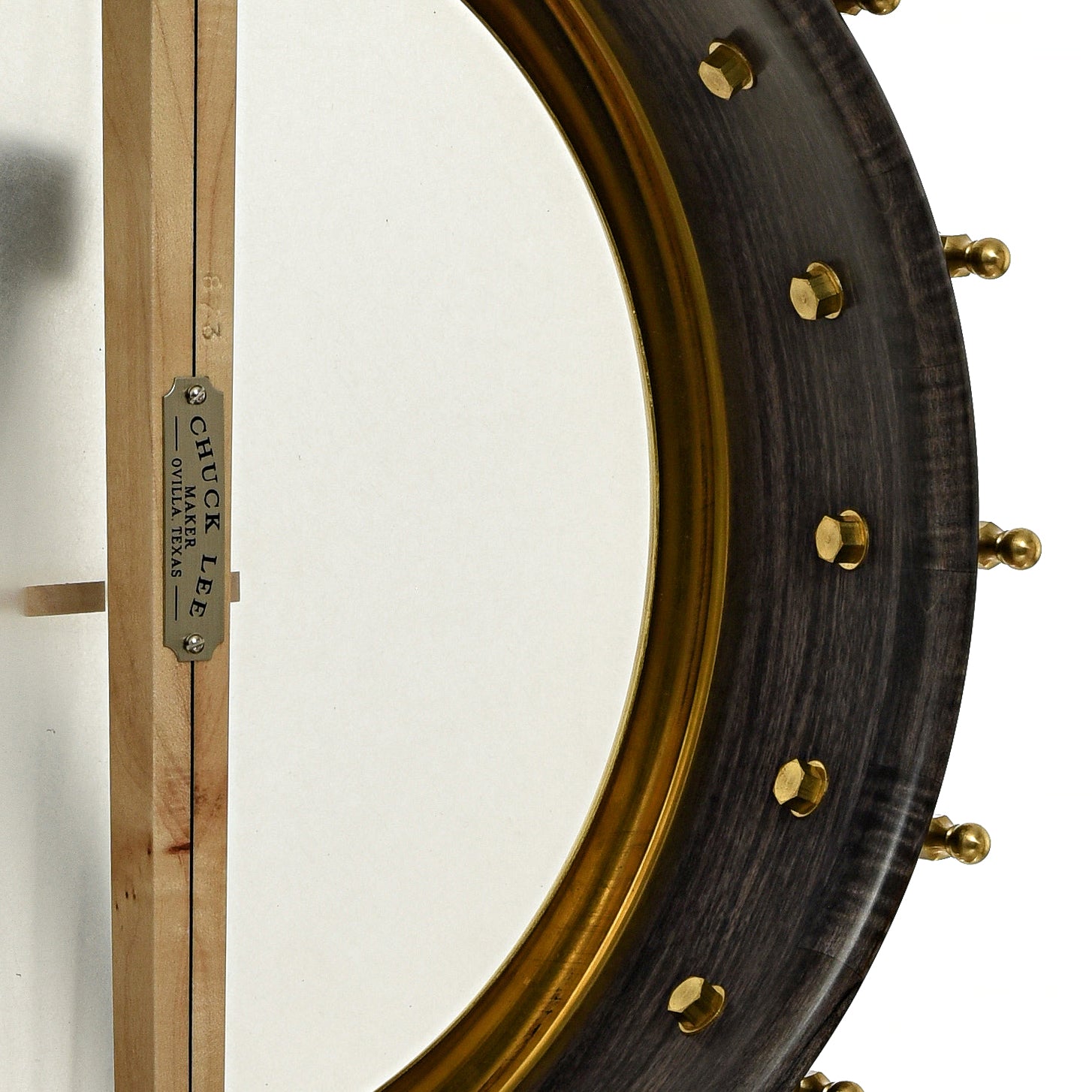 Inside rim of Chuck Lee Cottonwood 12" Openback Banjo #873