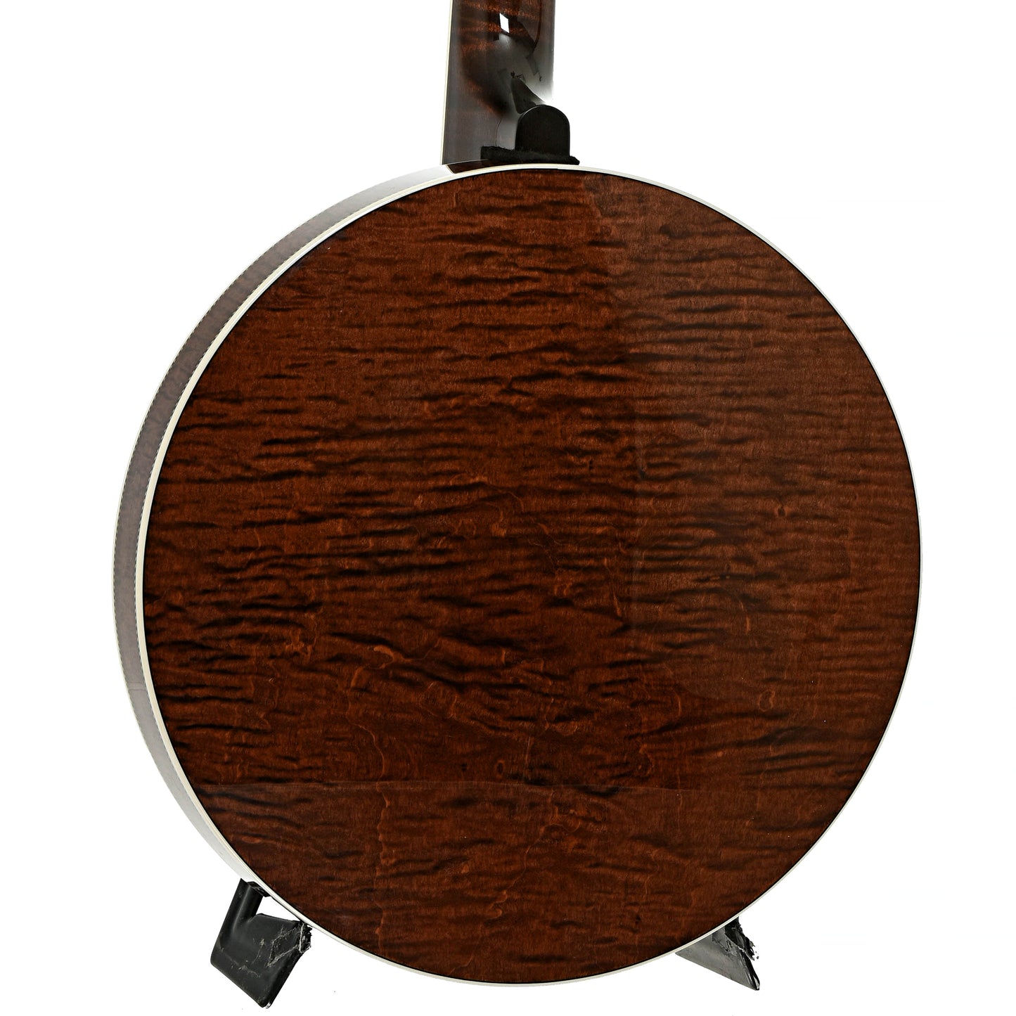 Back and side of Capek Allegoria Gold Banjo & Case, Flame Maple