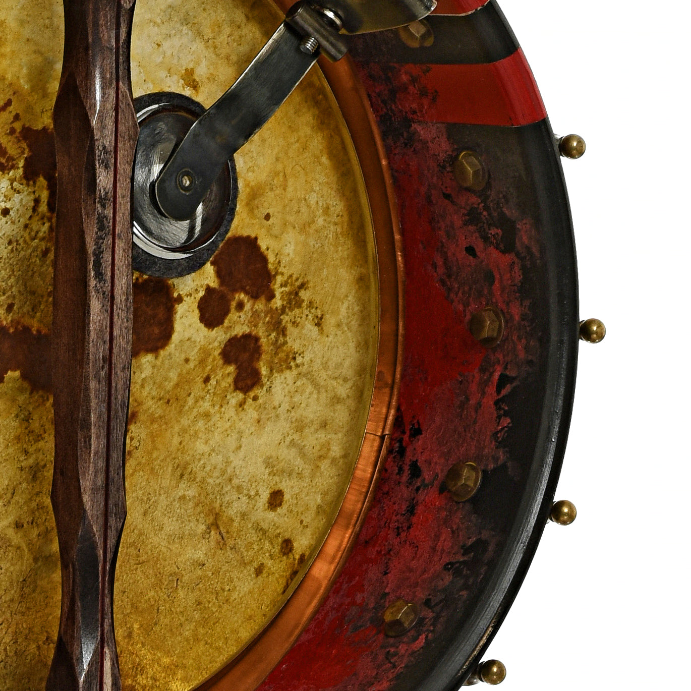 Inside rim of Mulheron Little Red Rooster Custom Open Back Banjo 