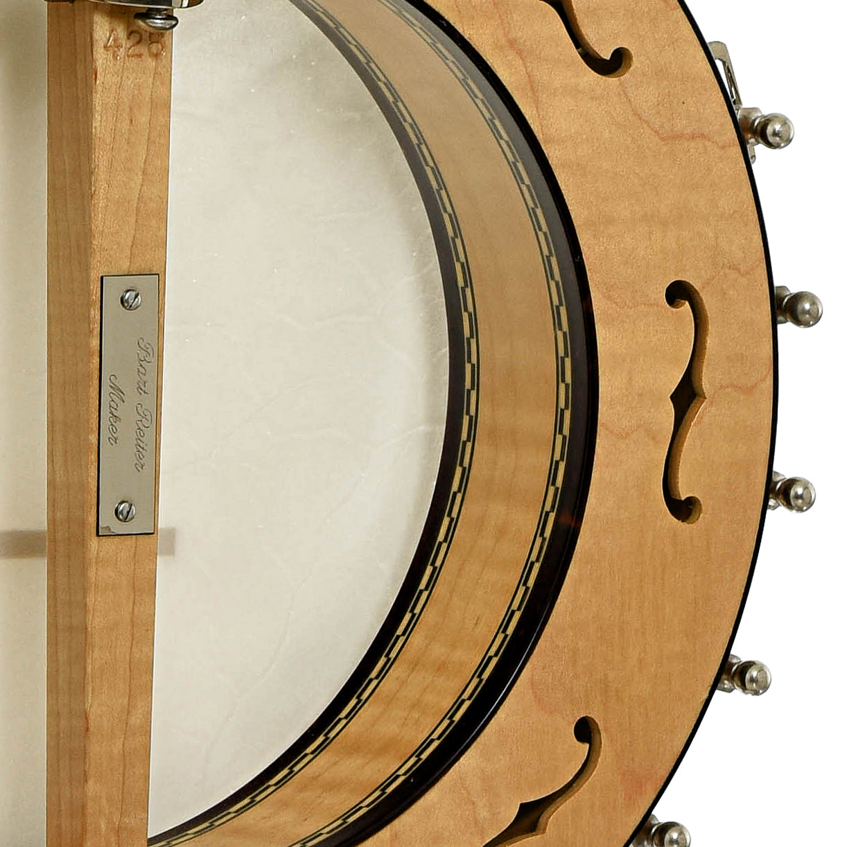 Inside rim of Bart Reiter Professional Custom Open Back Banjo