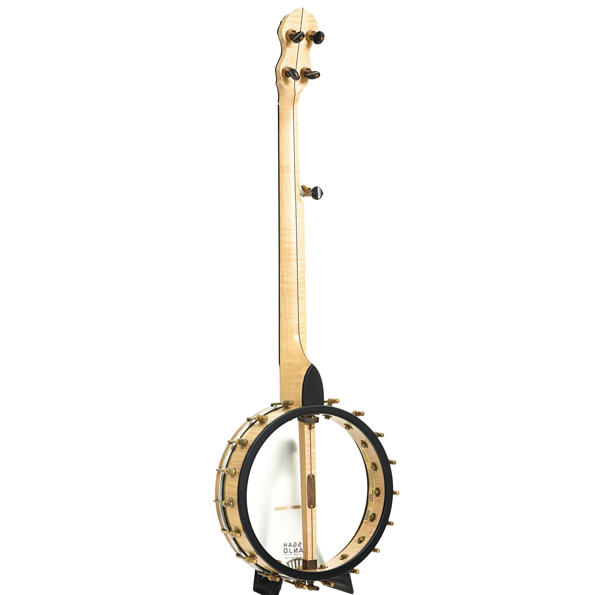 Full back and side of Pisgah Banjo Co. 11" Laydie Openback Banjo