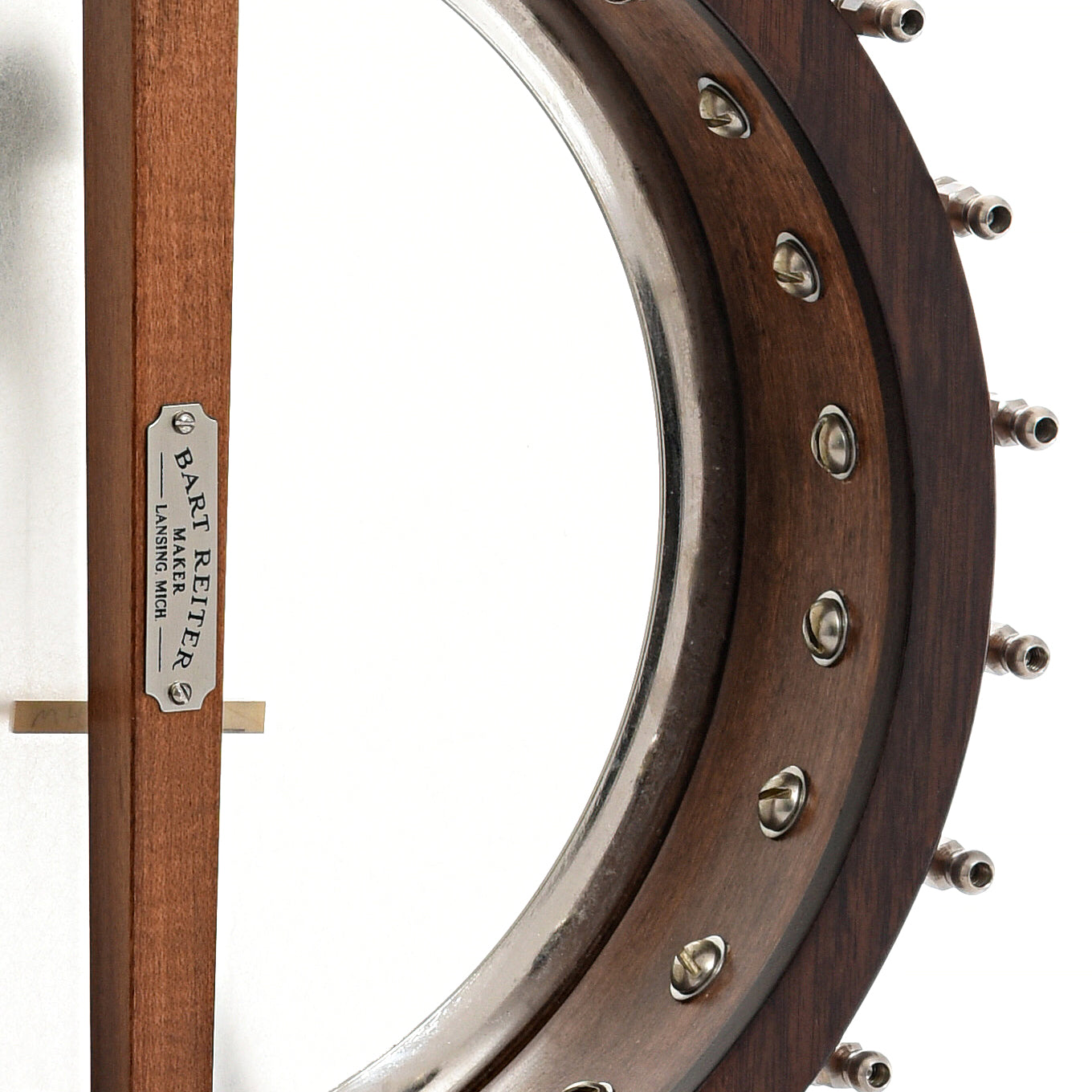 Inside rim of Bart Reiter Bacophone Open Back Banjo (2009)