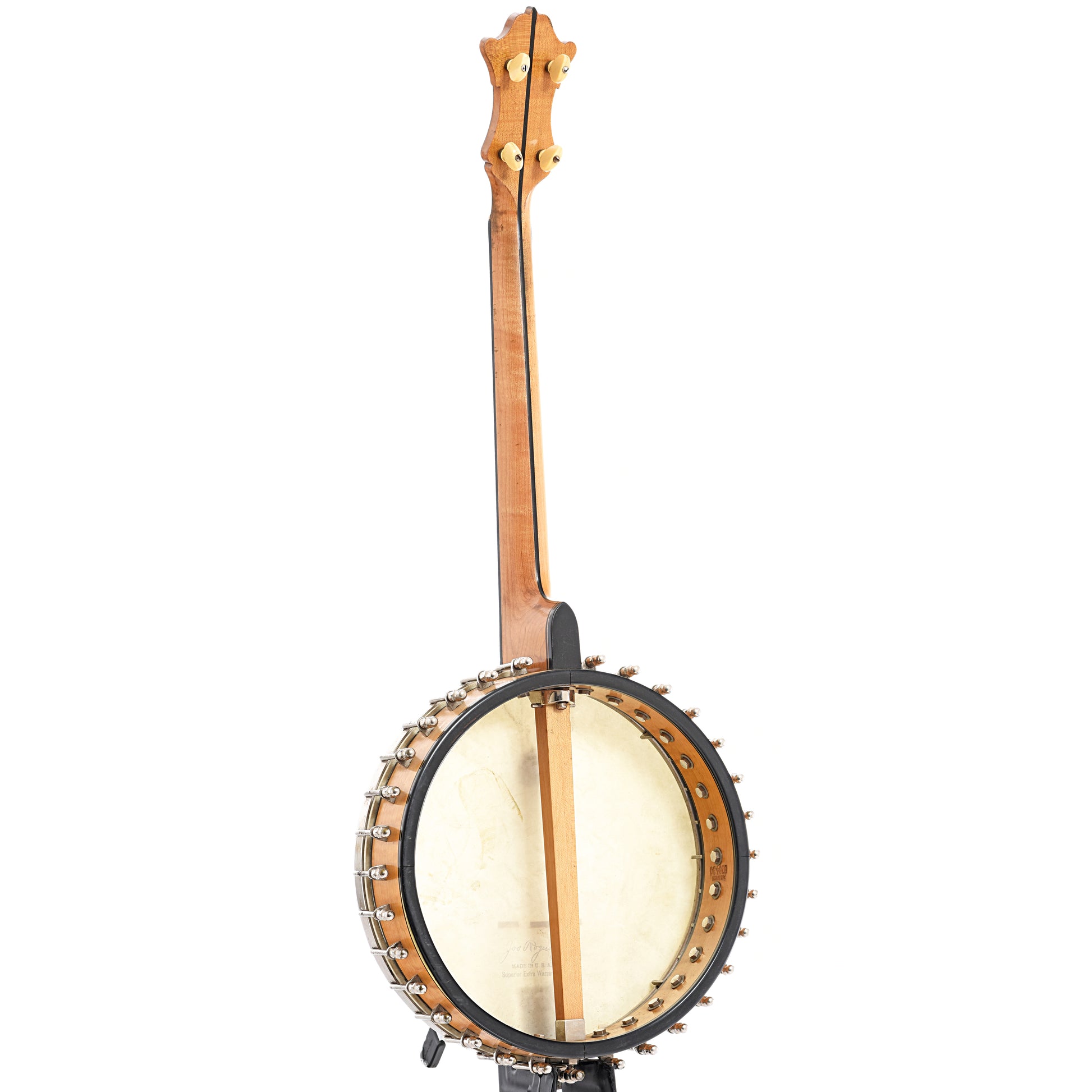 Full back and side of Lyon & Healy (UNMARKED) No.475 Tenor Banjo