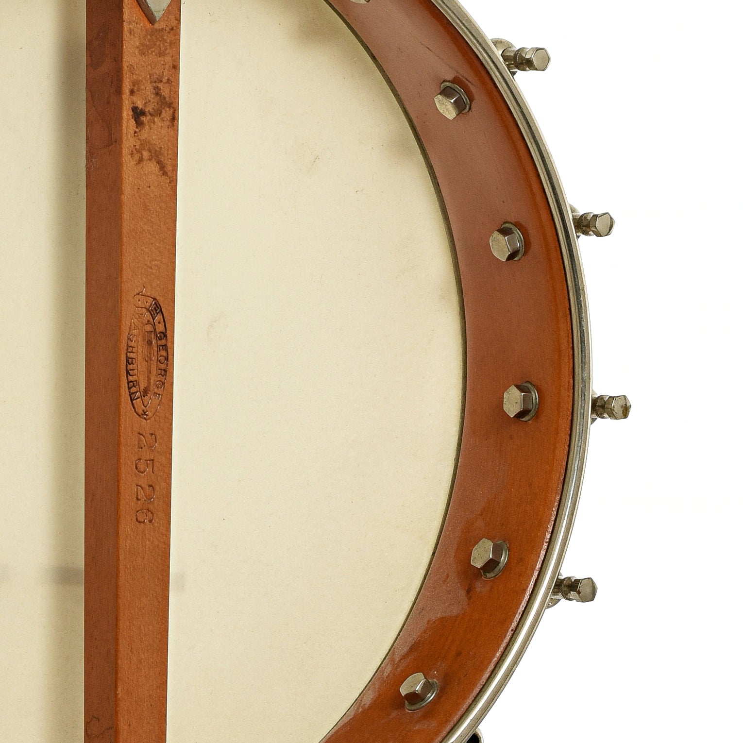 Inside rim of Washburn Model 1025 Openback Banjo 