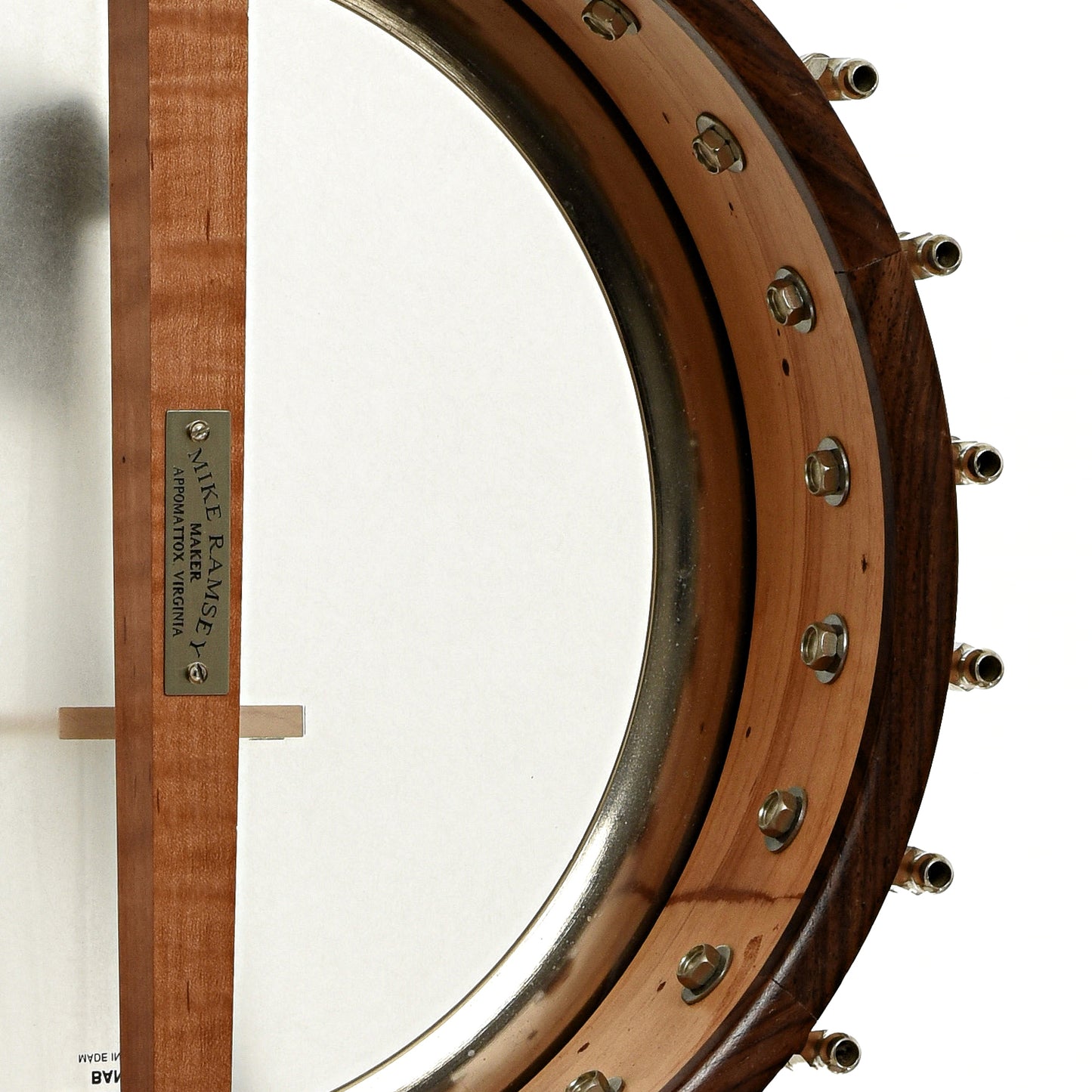 Inside rim of Mike Ramsey Bacon Model Open Back Banjo