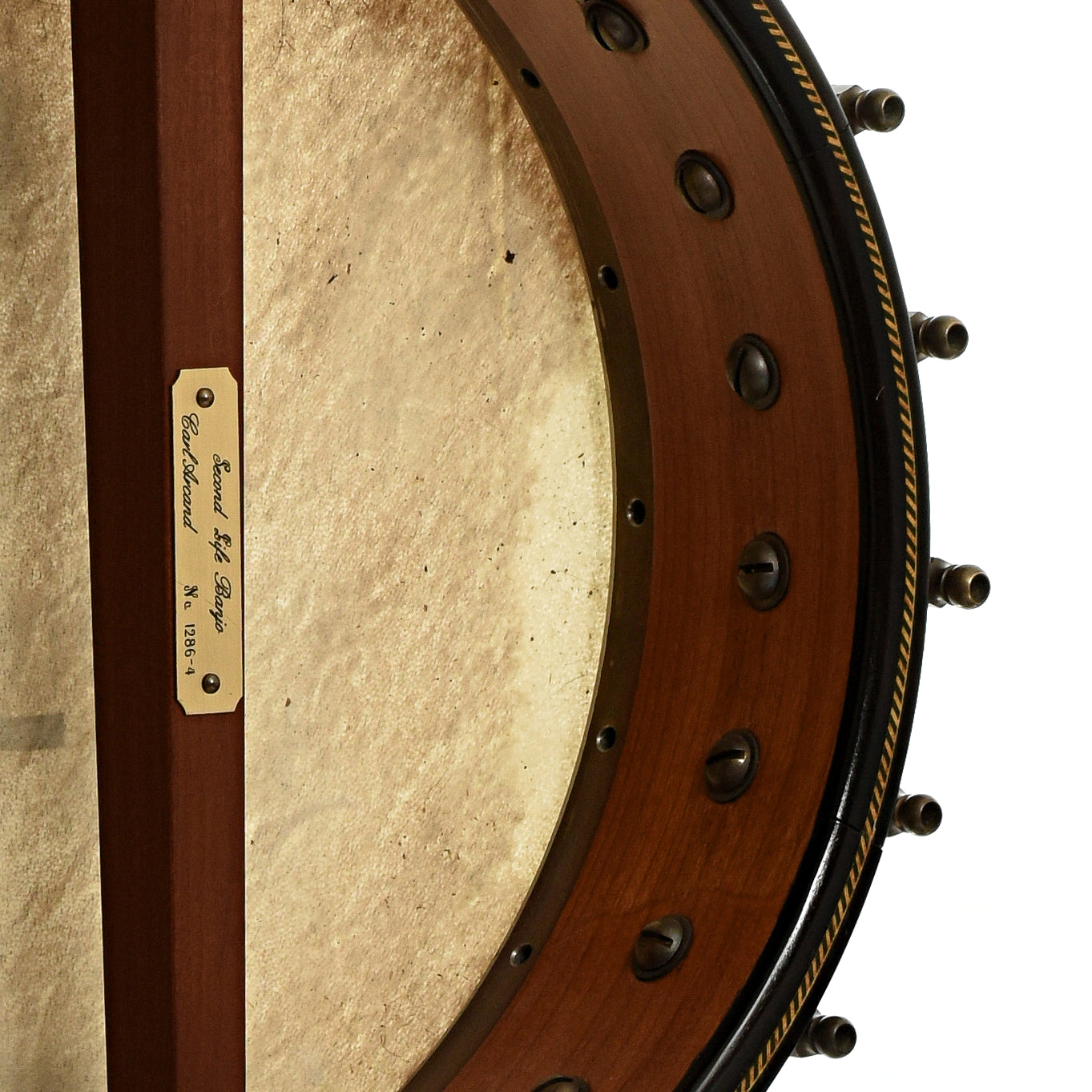 Inside rim of Arcand Black Cherry Open Back Banjo