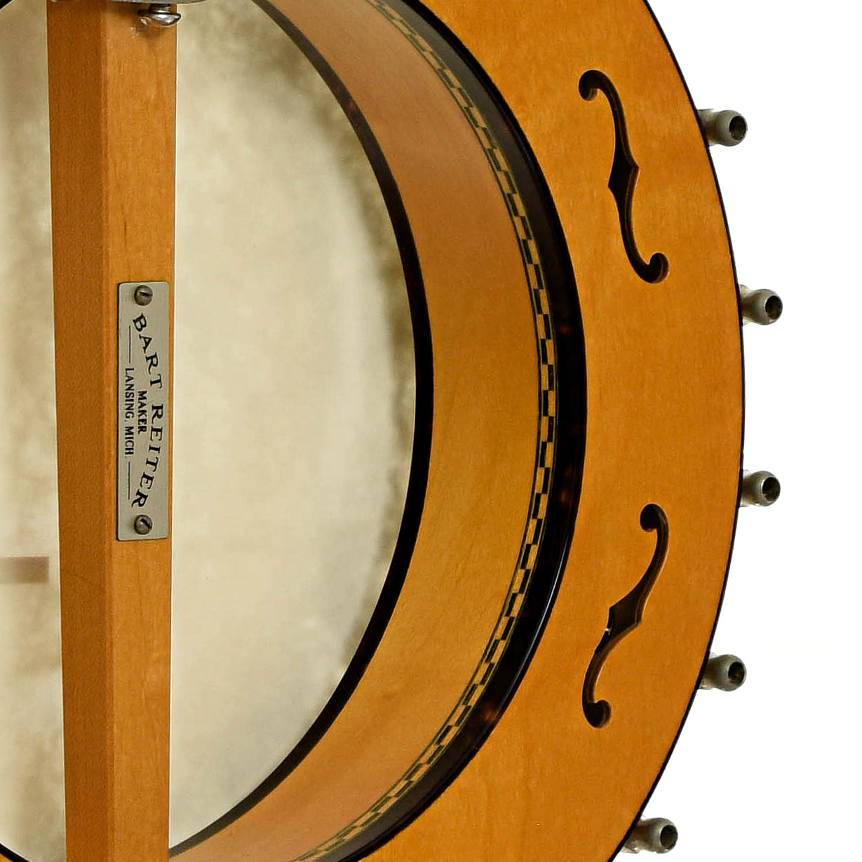 Inside rim of Bart Reiter Professional Open Back Banjo