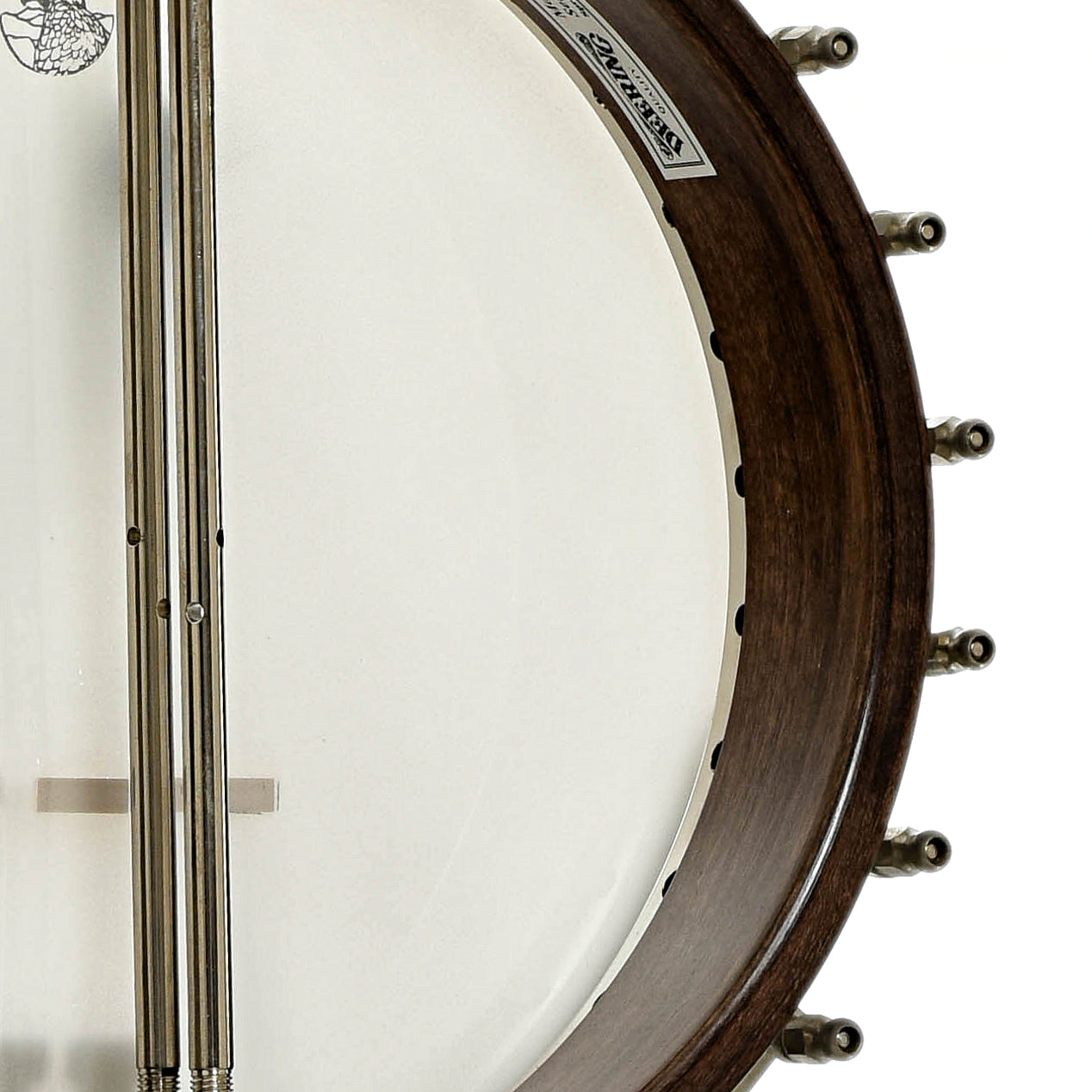 Inside rim of Deering Vega Extra Long Neck Banjo