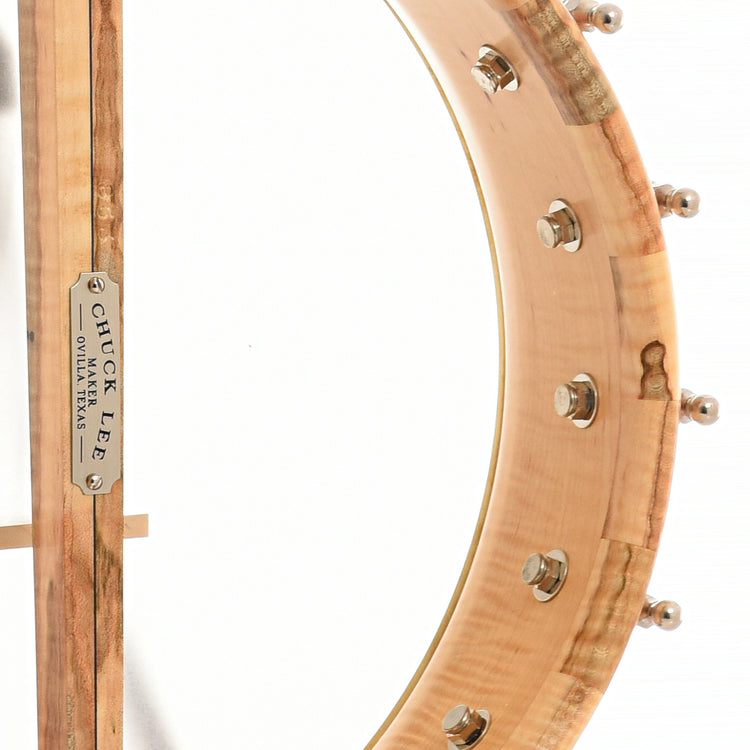Inside rim of Chuck Lee Prairieville Openback Banjo, 11" Rim, Brass Hoop Tone Ring