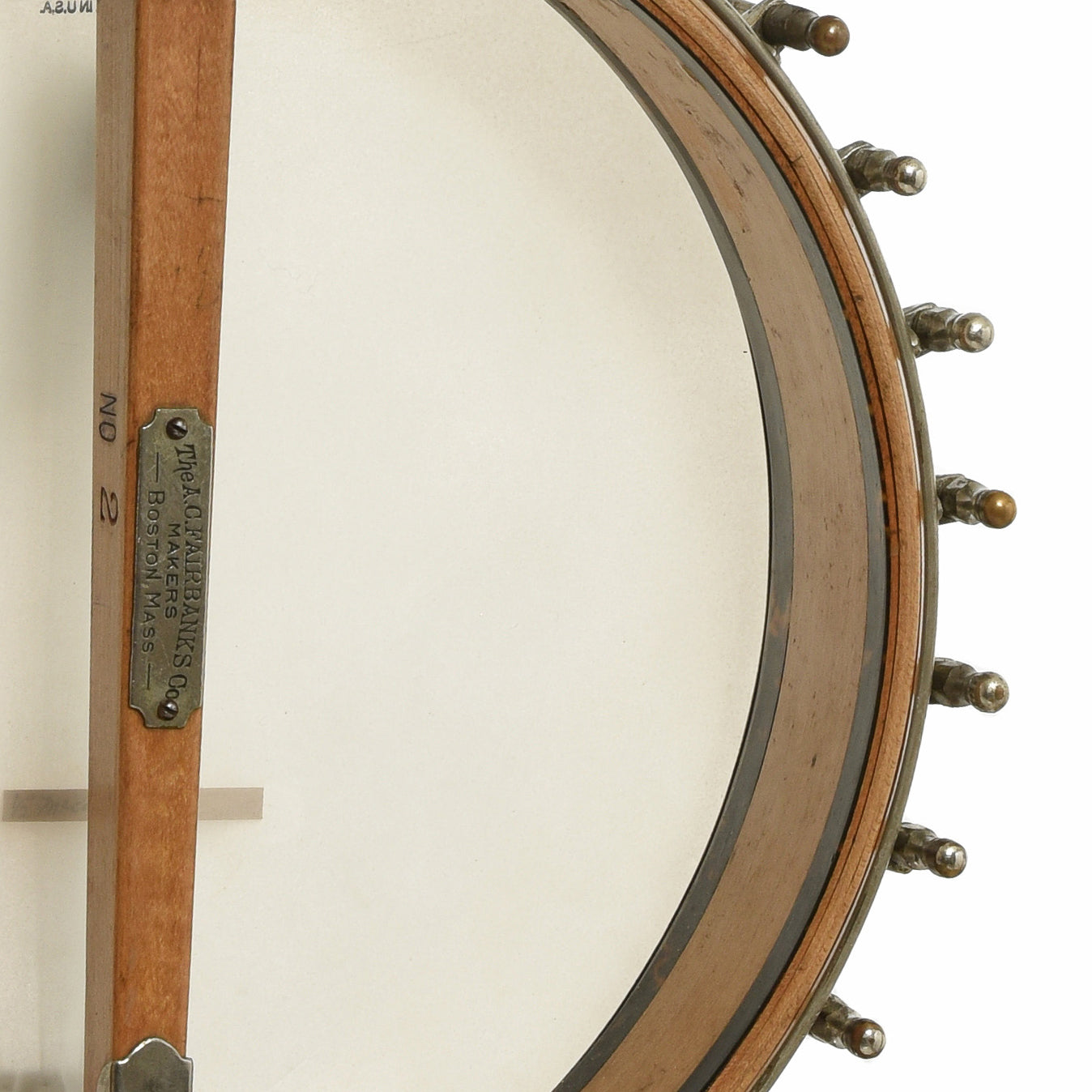 Inside rim of A.C. Fairbanks Whyte Laydie No.2 Openback Banjo