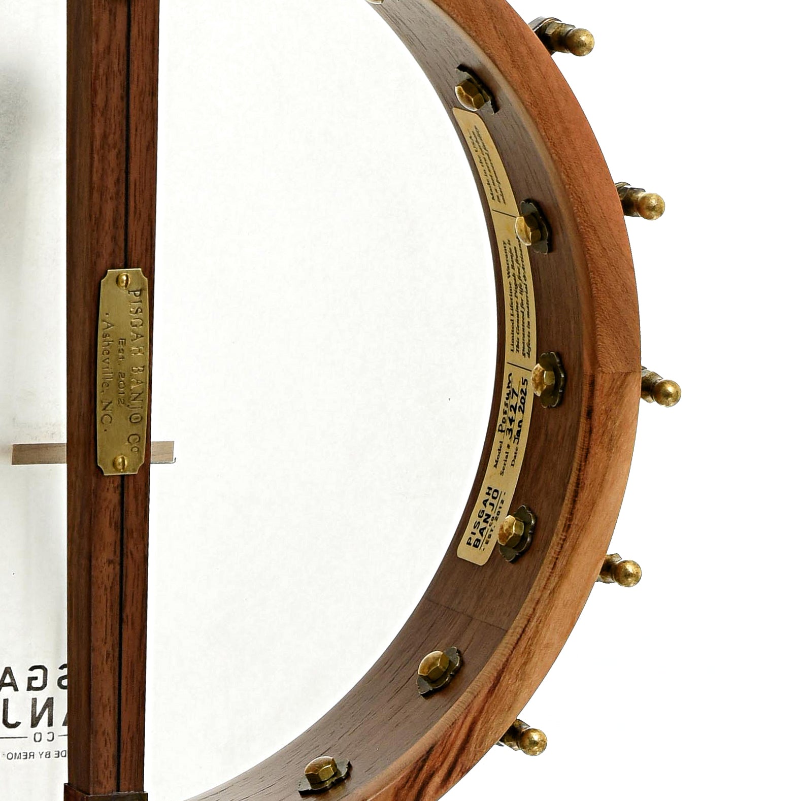 Inside rim of Pisgah Possum 11" Openback Banjo & Gigbag, Walnut, Short Scale