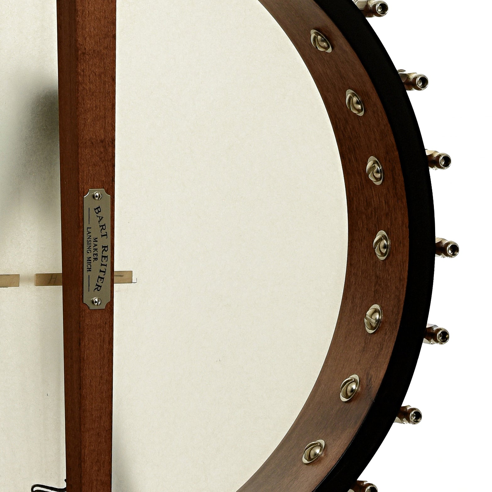 Inside rim of Bart Reiter Round Peak 12" Open Back Banjo