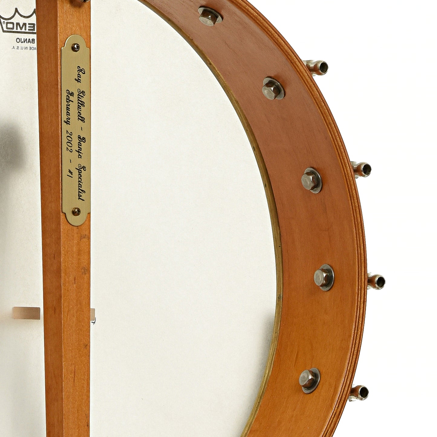 Inside rim of Mike Ramsey Custom Maple Special Open Back Banjo
