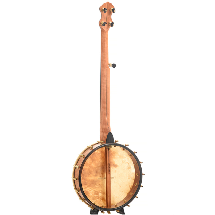 Full back and side of Ozark Banjo Co Man in the Moon Openback Banjo, Cherry, 12" Rim, Whyte Laydie