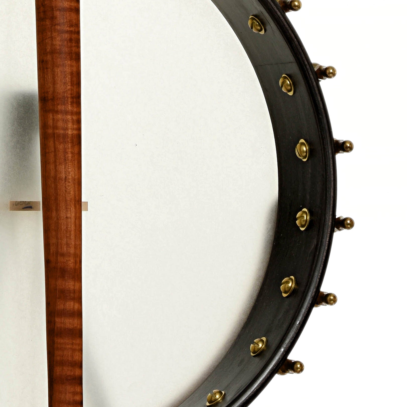 Inside rim of Starr Banjos 13" Curly Maple Openback Banjo