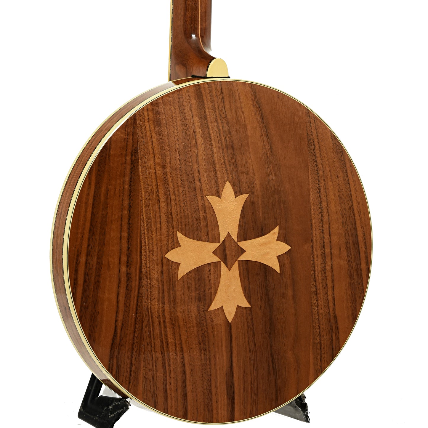 Back and side of Stelling Golden Cross Walnut Resonator Banjo
