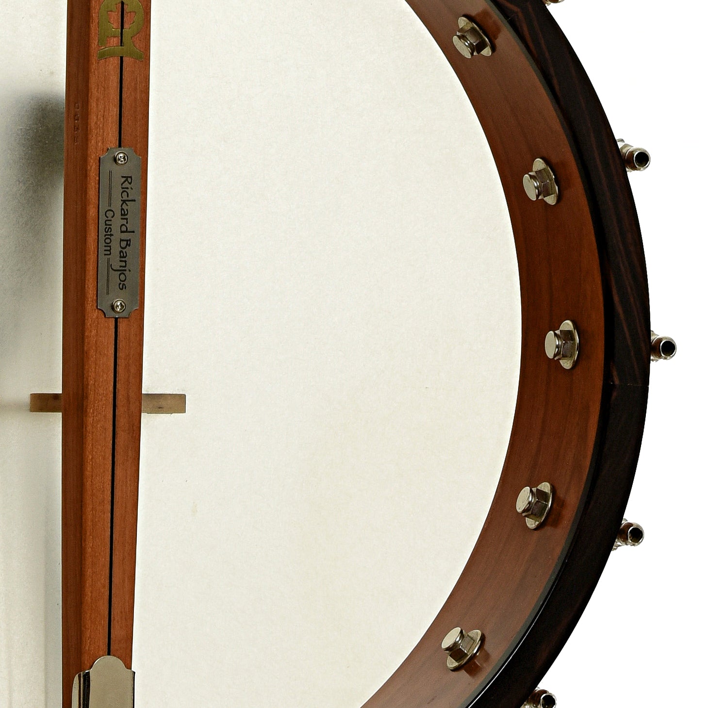 Inside rim of Rickard Little Wonder Cherry 12" Custom Open Back Banjo 
