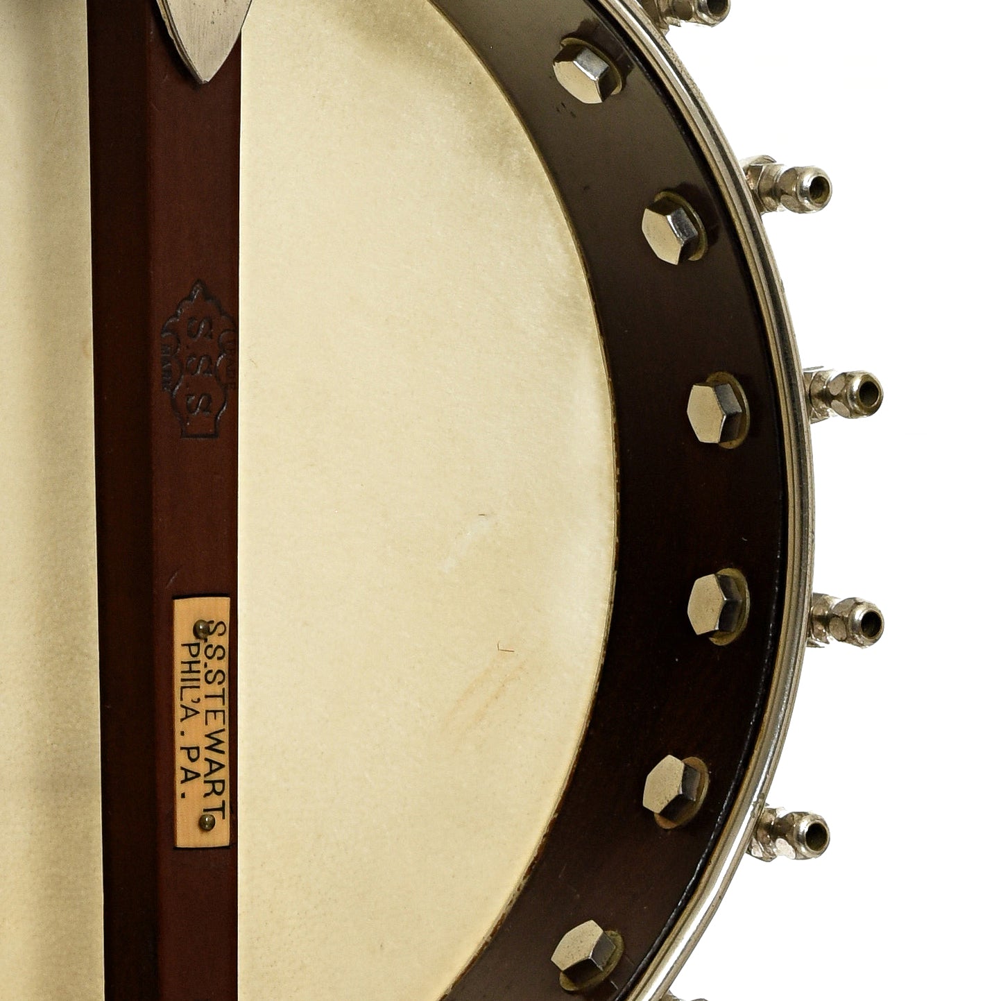 Inside rim of S.S. Stewart Lady Stewart Openback Banjo