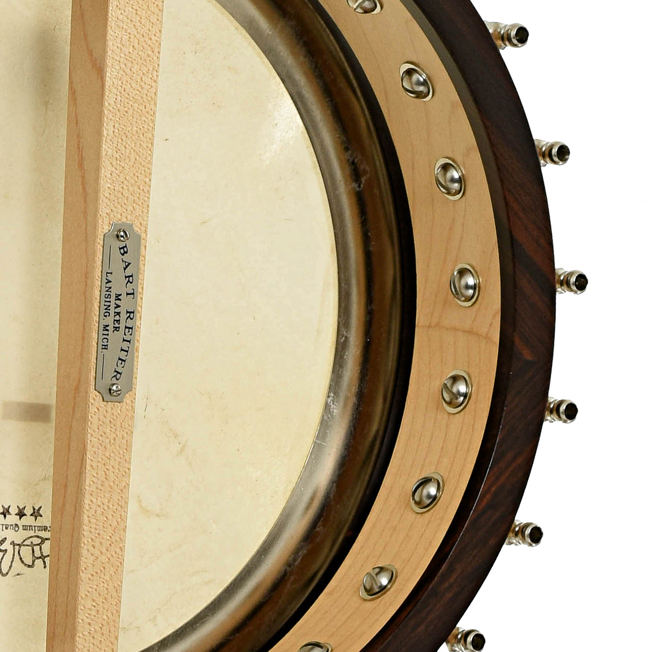 Inside rim of Bart Reiter Regent Custom Openback Banjo 