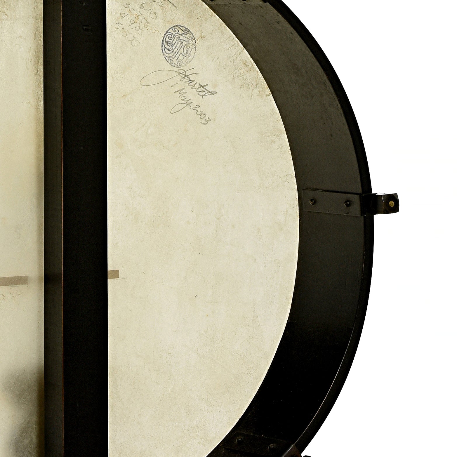 Inside rim of James Hartel Joel Sweeney Fretless Minstrel Banjo 