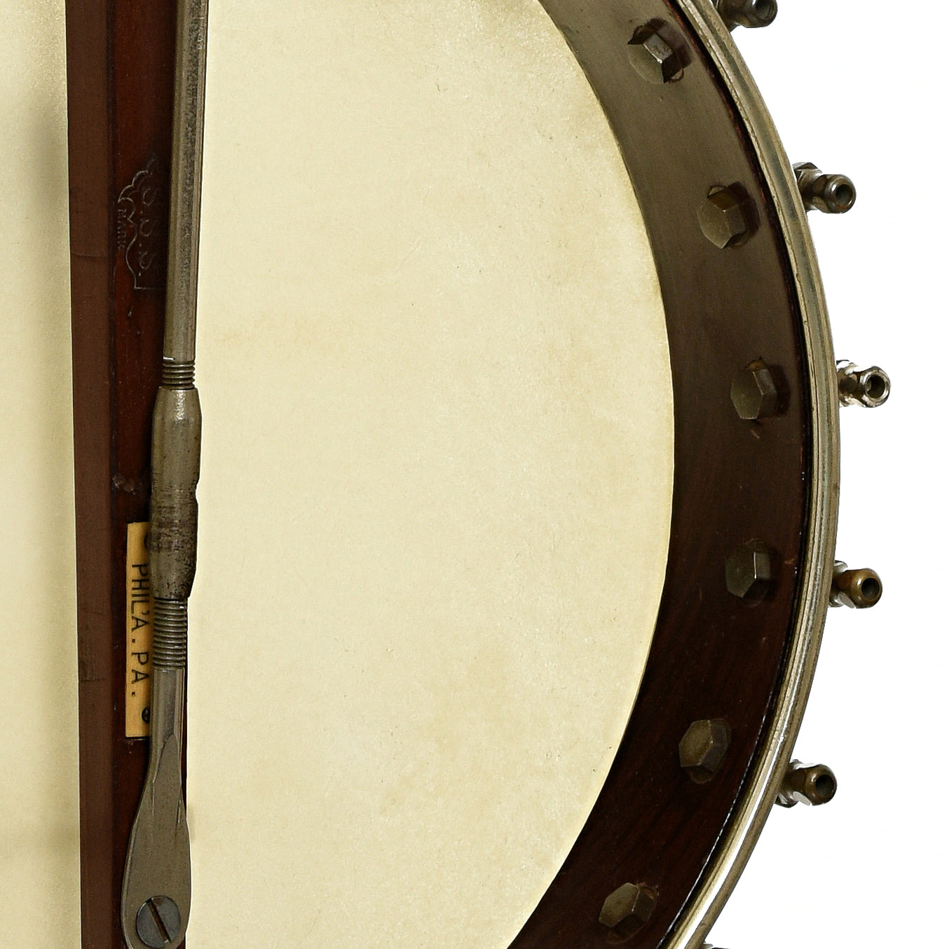 Inside rim of S.S. Stewart Champion No.1 Open Back Banjo 