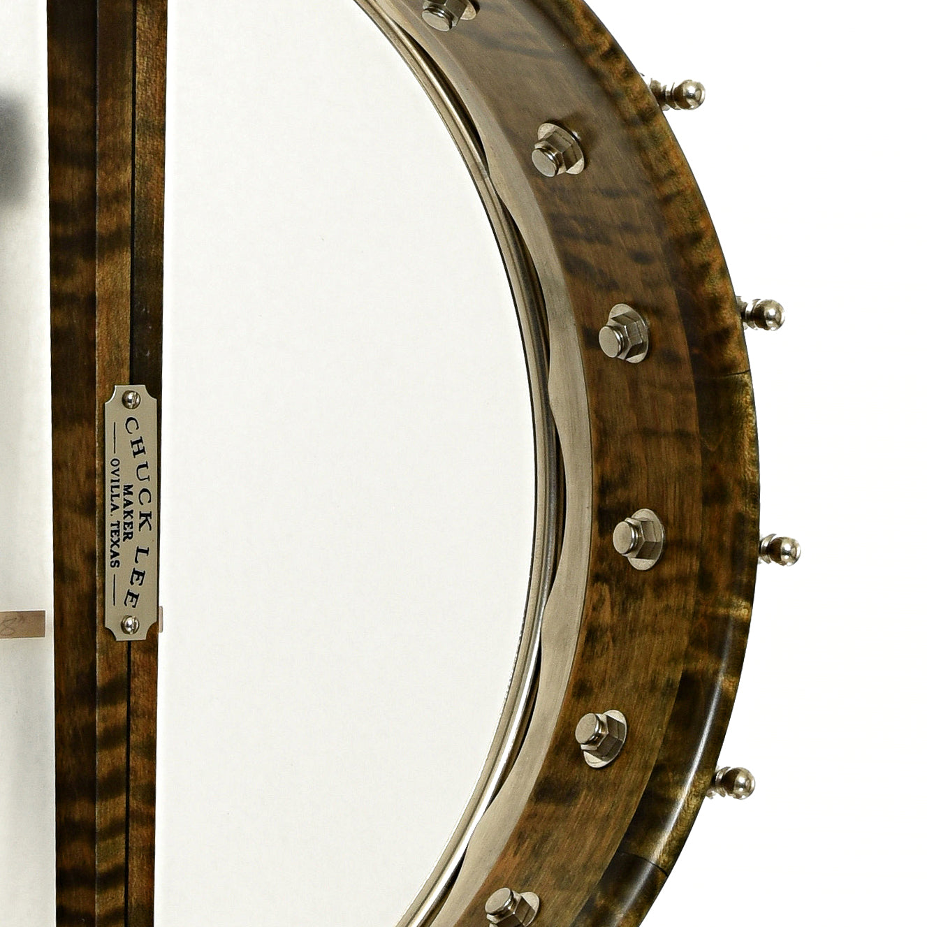 Inside rim of Chuck Lee Lone Star Custom Open Back Banjo