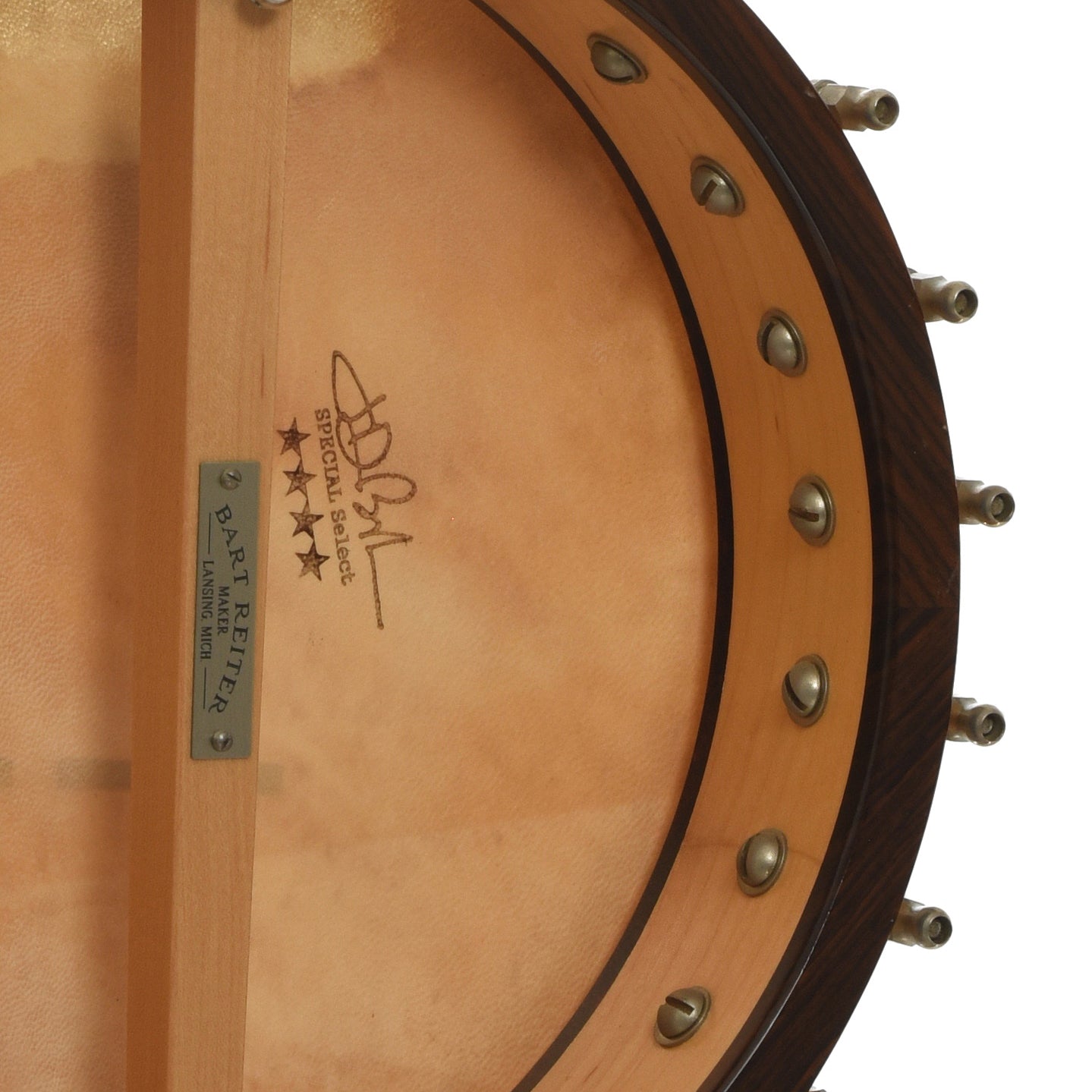 Inside rim of Bart Reiter Special Openback Banjo