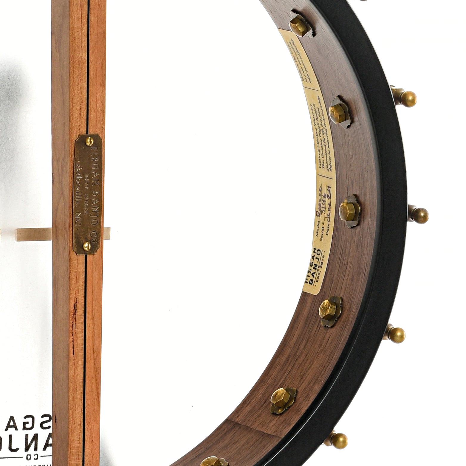 Inside rim of Pisgah Roscoe Banjo