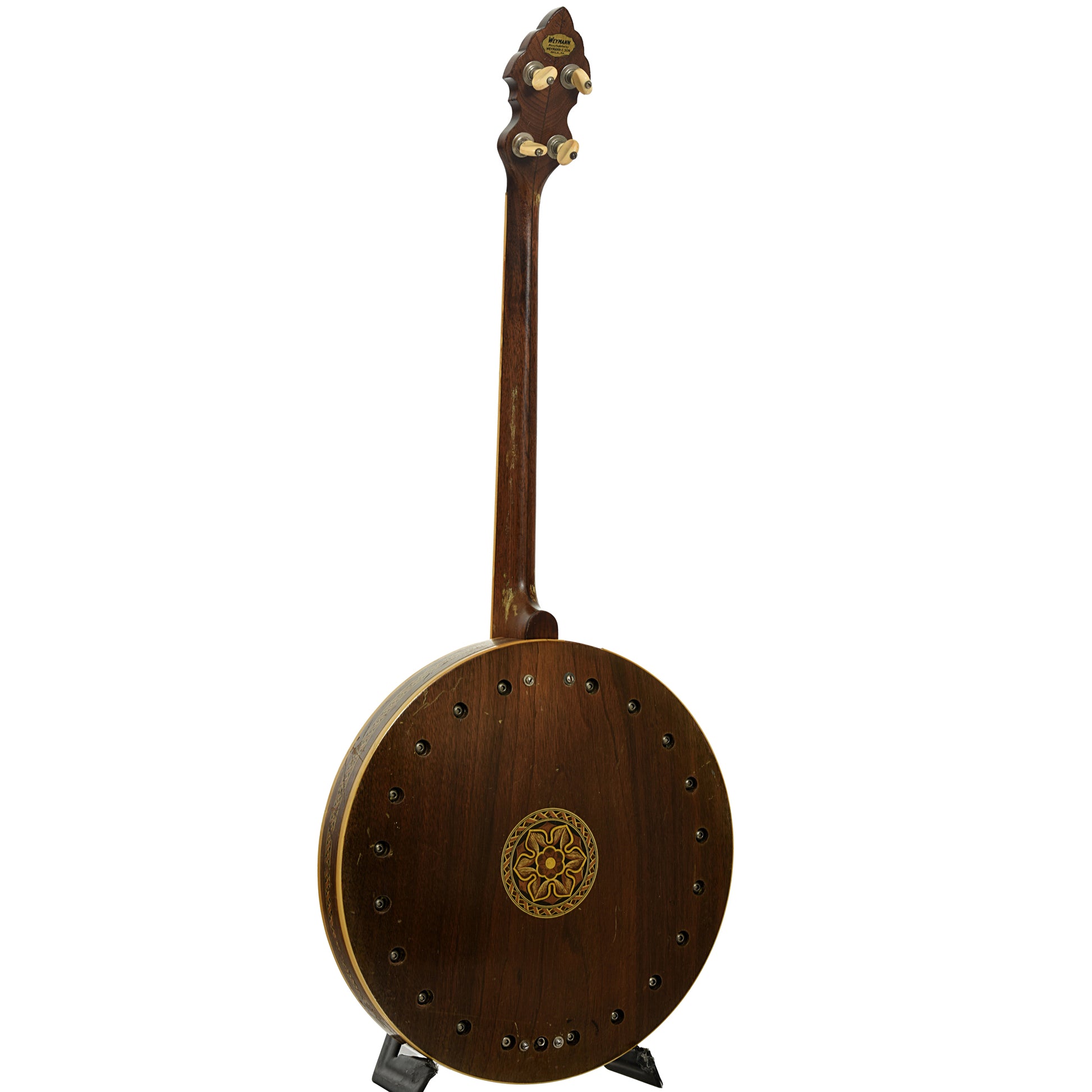 Full back and side of Weymann Style 85 Tenor Banjo