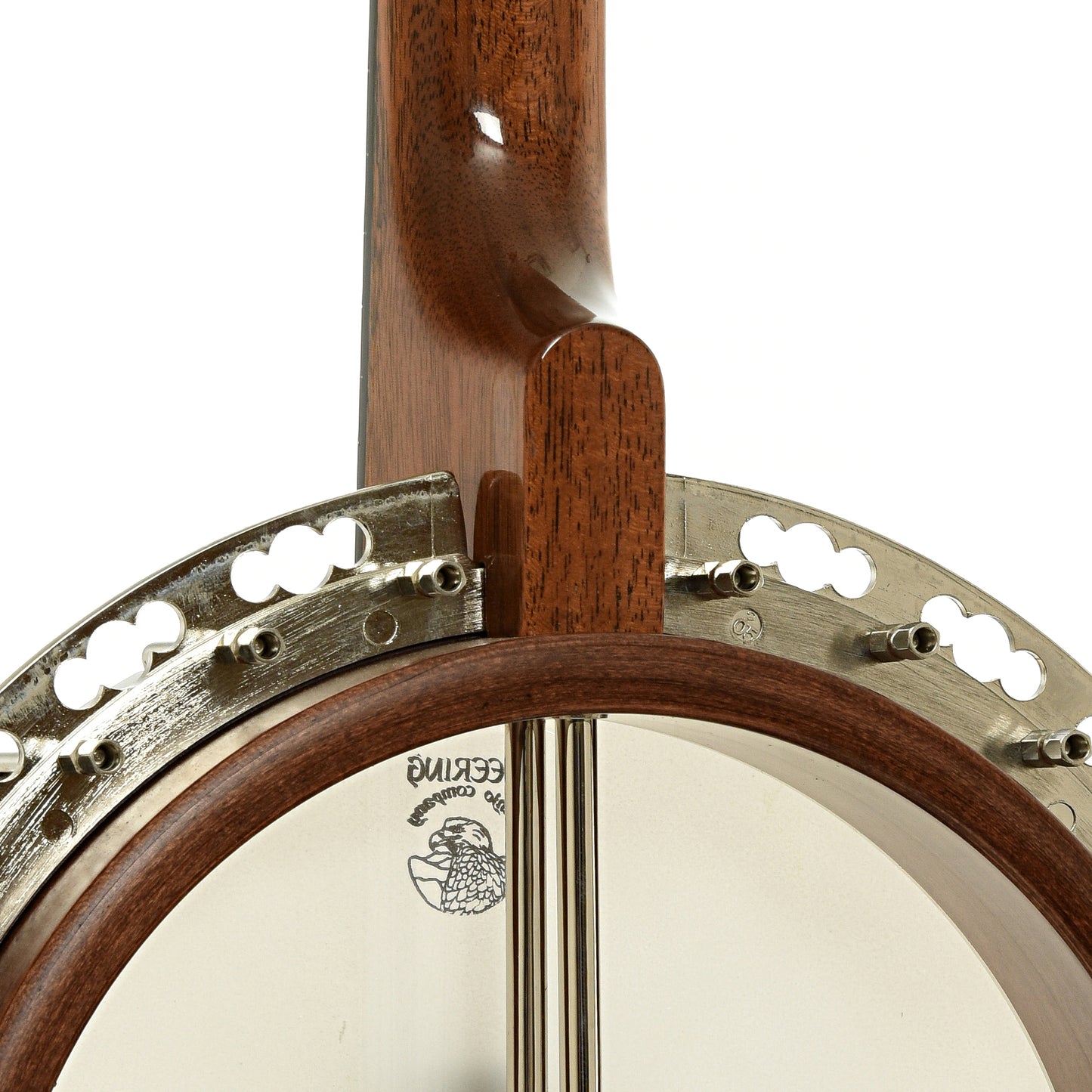 Rear neck joint and flange of Deering Deluxe Resonator Banjo
