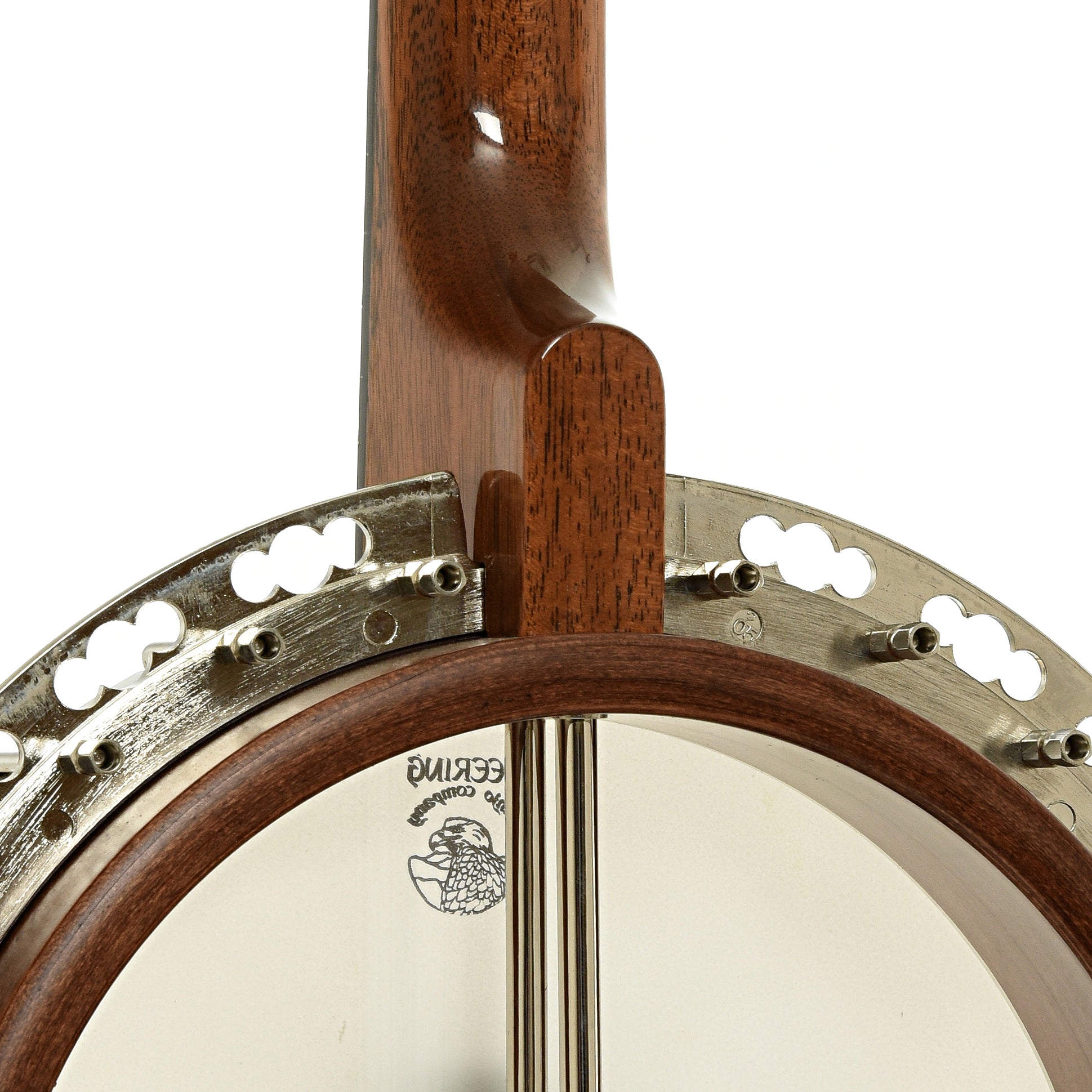 Rear neck joint and flange of Deering Deluxe Resonator Banjo
