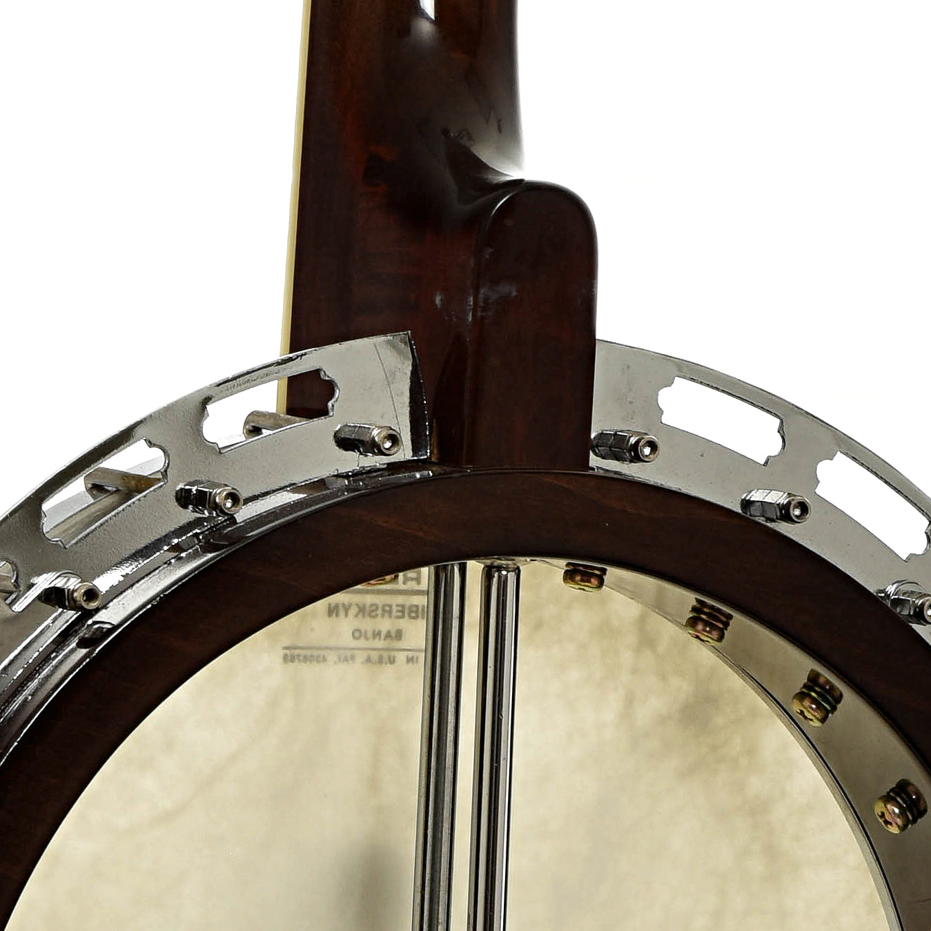 Neck joint and flange of Gold Tone BG-250F Orange Blossom Resonator Banjo