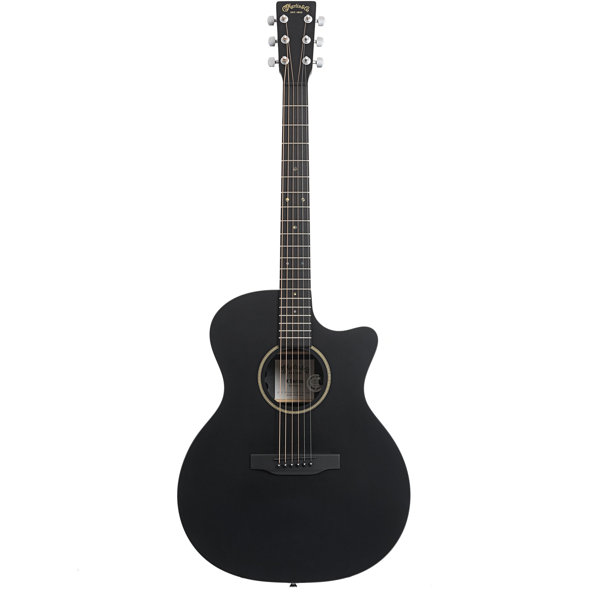 Full front of Martin GPC-X1E Black Acoustic Guitar